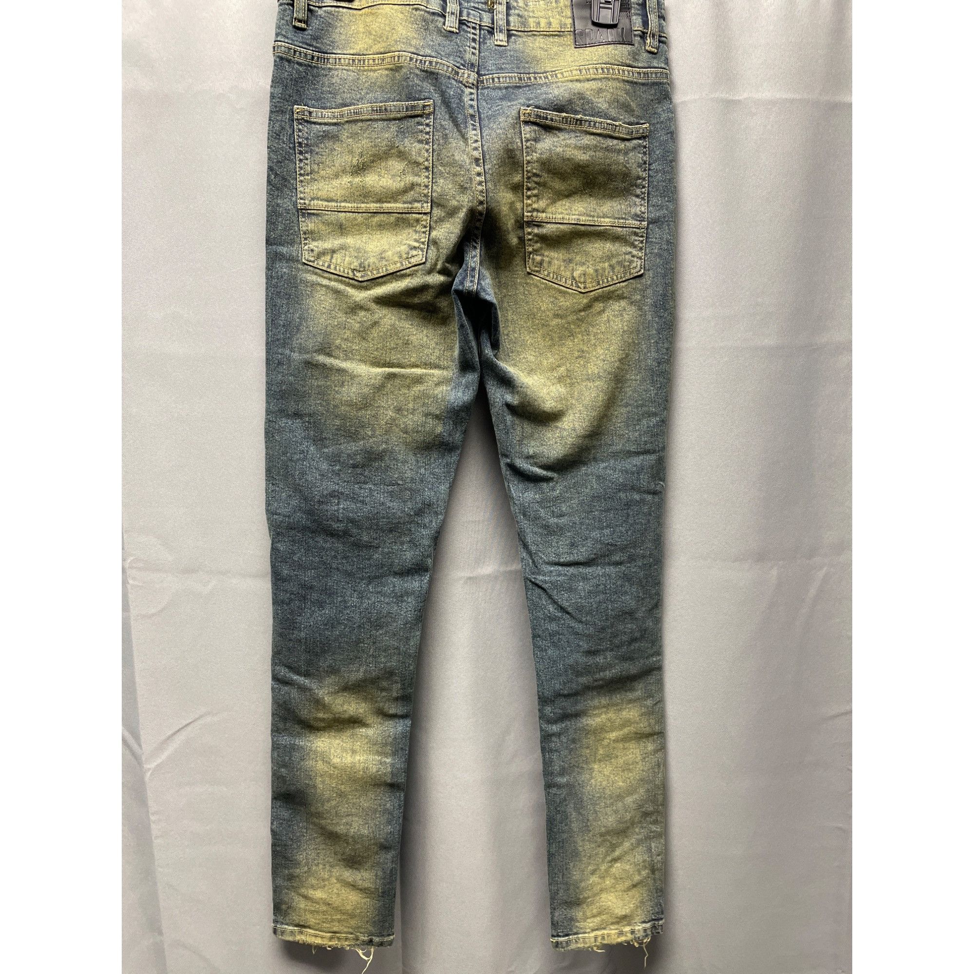 Other Spark Men's Blue Yellow Wash Jeans Stretch Slim fit 30 x 32 Size US 30 / EU 46 - 3 Thumbnail