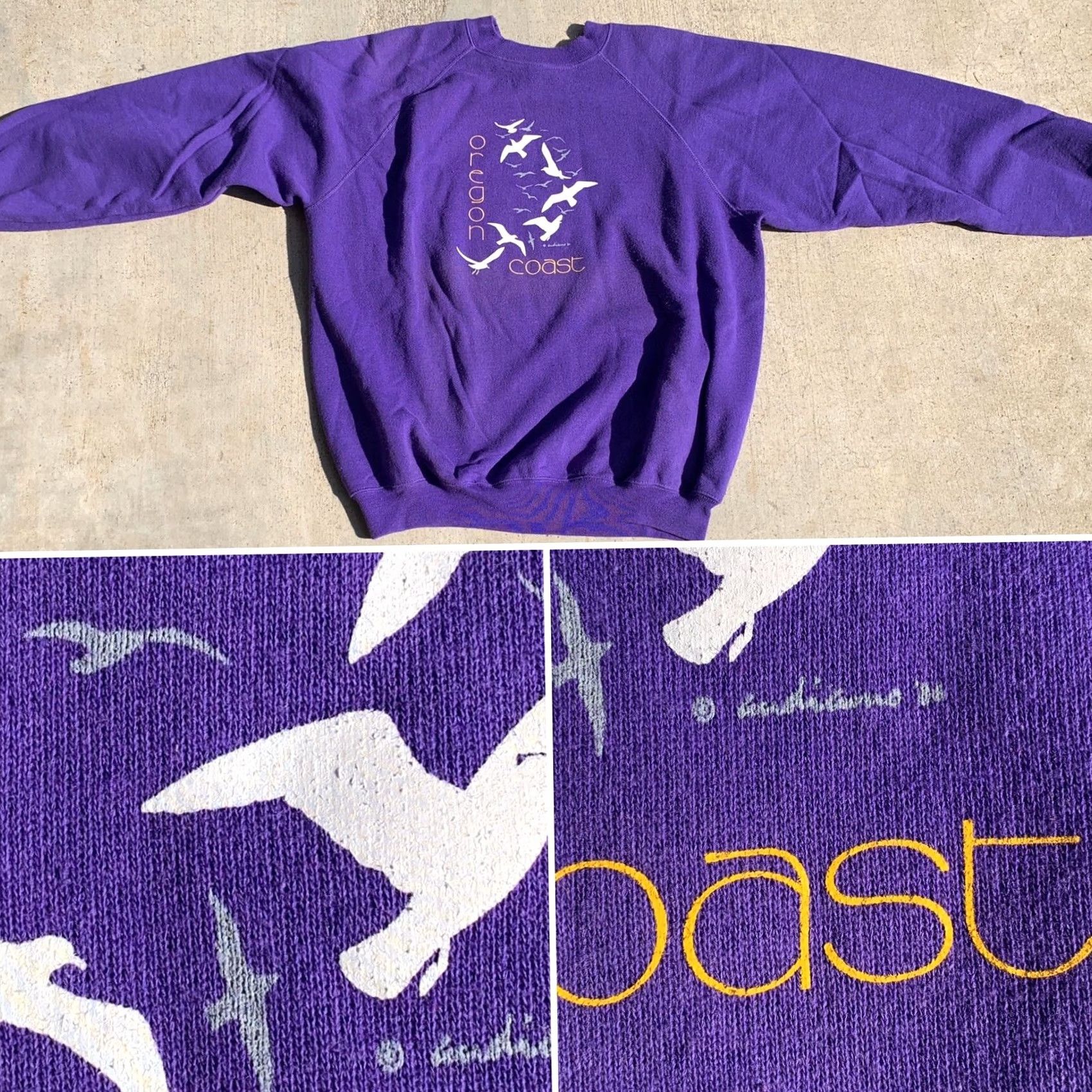 Hanes VINTAGE Hanes Oregon Coast Raglan Sweatshirt Seagull Graphics 80s 1980s Made In USA XL Men Pullover Crew Neck Purple Beach Bird Size US XL / EU 56 / 4 - 5 Thumbnail