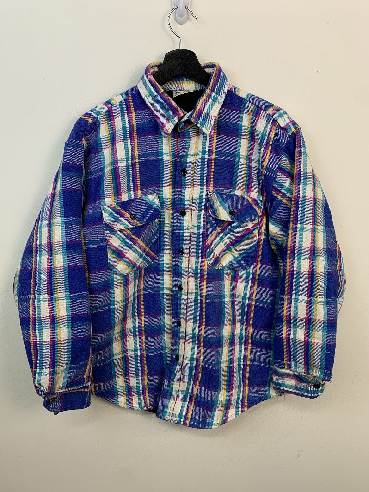 Flannel Vintage Flannel 1990s Five Brother CMY Check Thick Quilted Flannel Size L Size US L / EU 52-54 / 3 - 1 Thumbnail