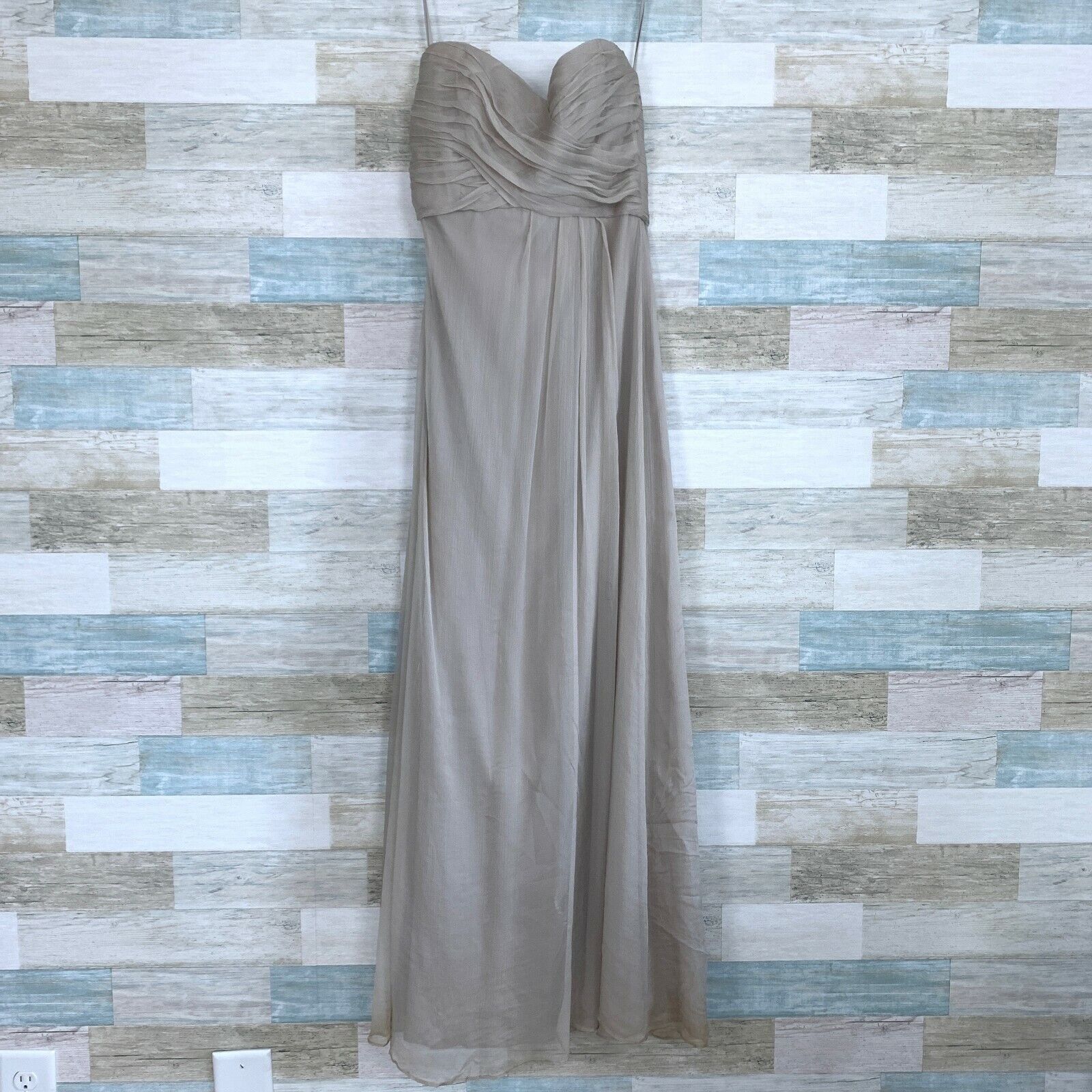 Other Nouvelle Amsale Silk Crinkle Chiffon Bridesmaid Dress Gown Size M / US 6-8 / IT 42-44 - 2 Thumbnail