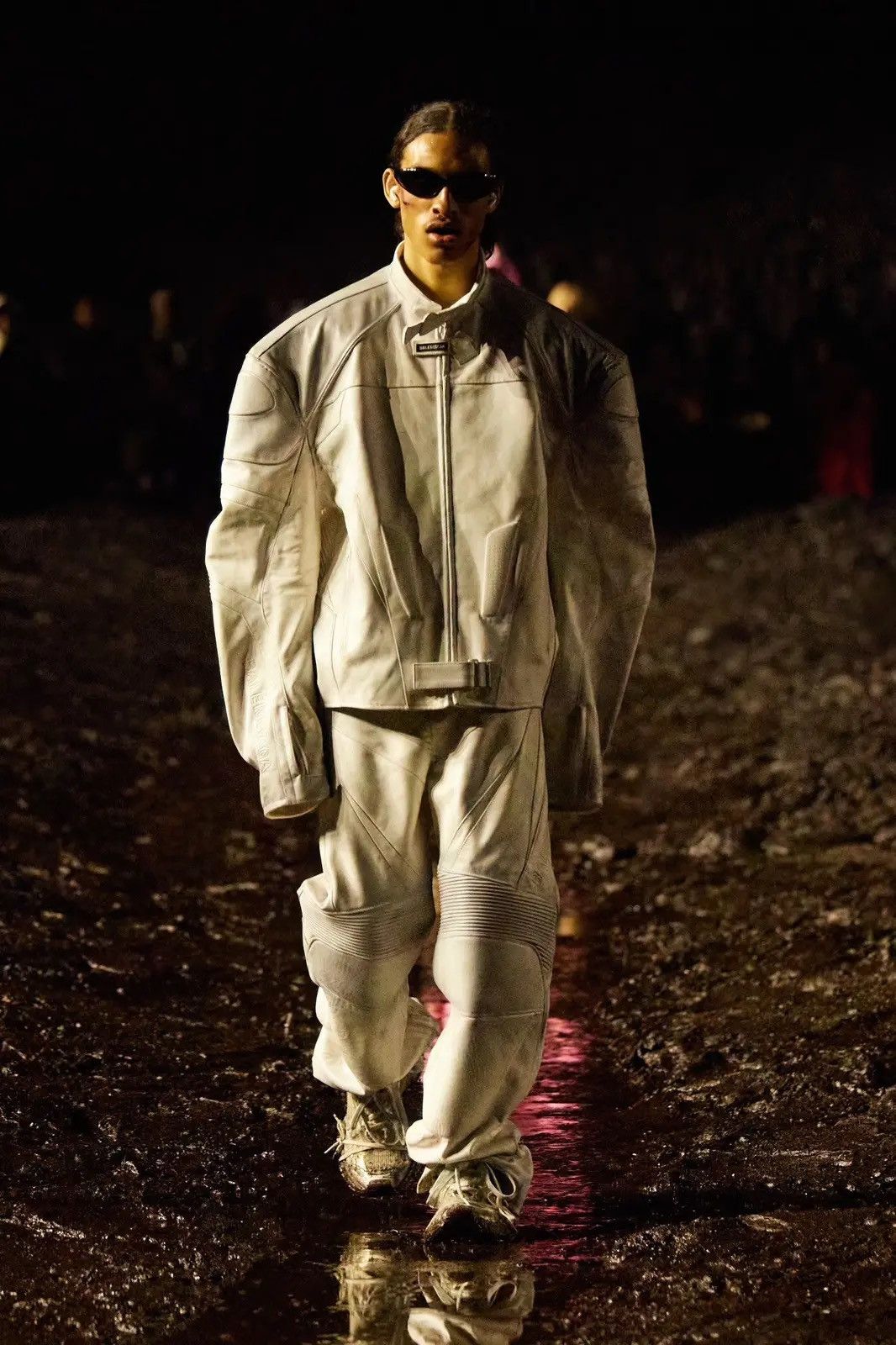 image of Balenciaga 23Ss Biker White Leather Pants, Men's (Size 32)