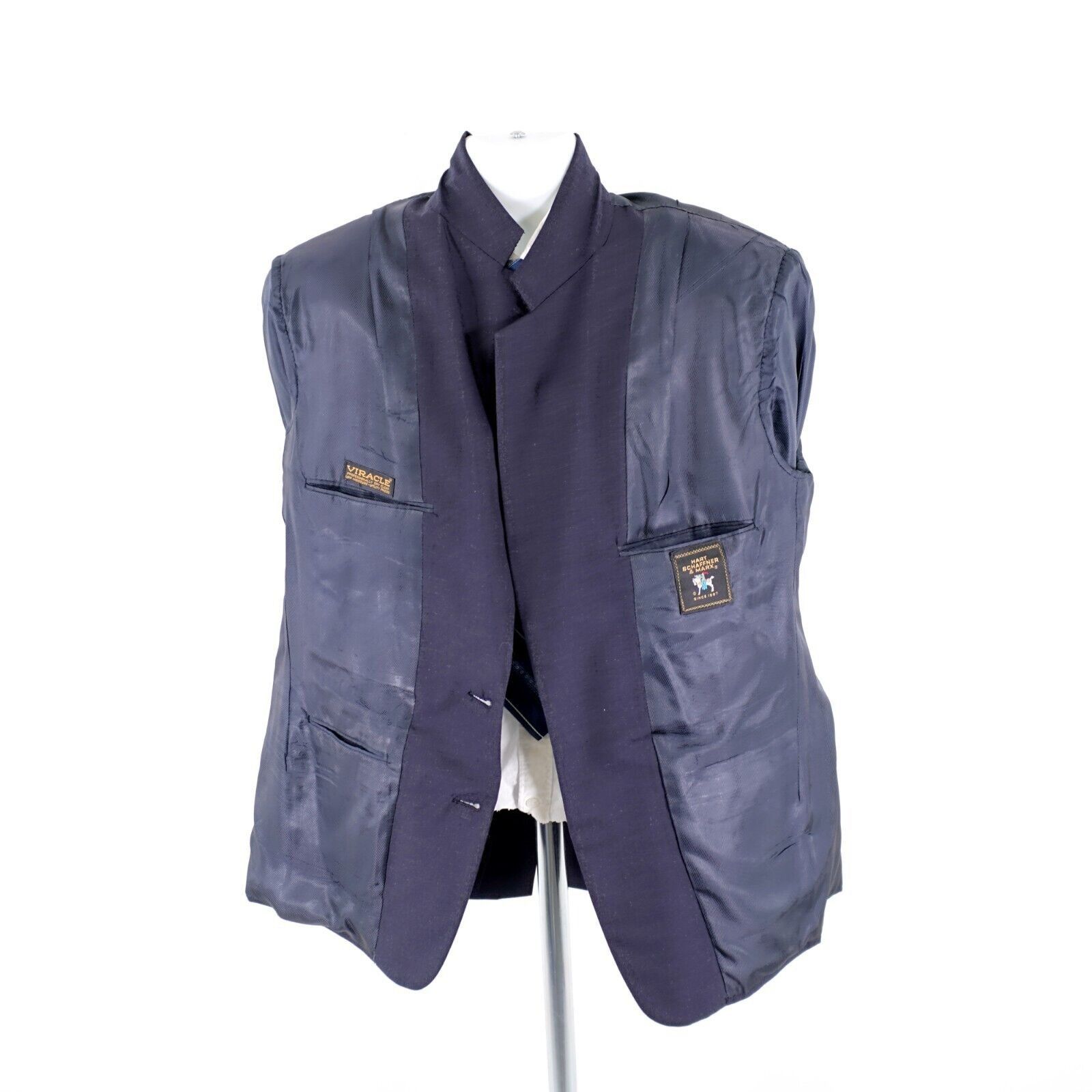 Hart Schaffner Marx Hart Schaffner Marx Blue Wool 2 Button Blazer 42R Portly Size 42R - 12 Thumbnail