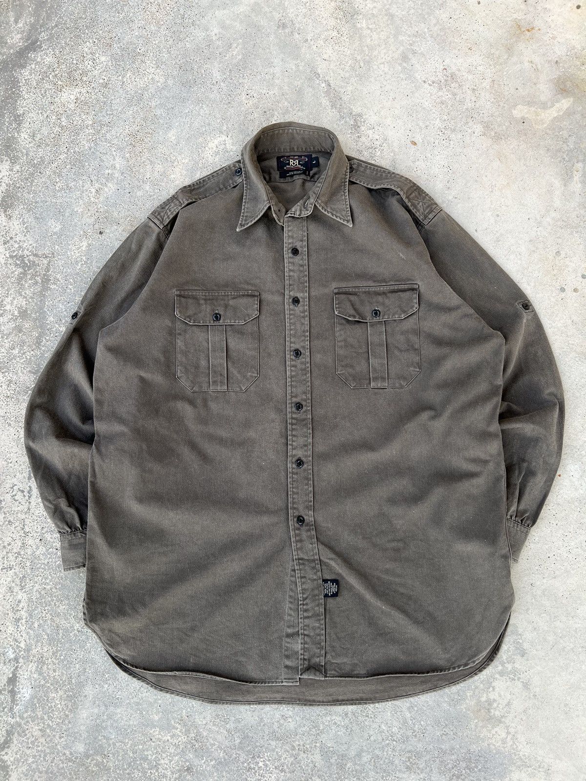 RRL Ralph Lauren Vintage RRL Army Button Up Long Sleeve Shirt Size US XXL / EU 58 / 5 - 1 Thumbnail