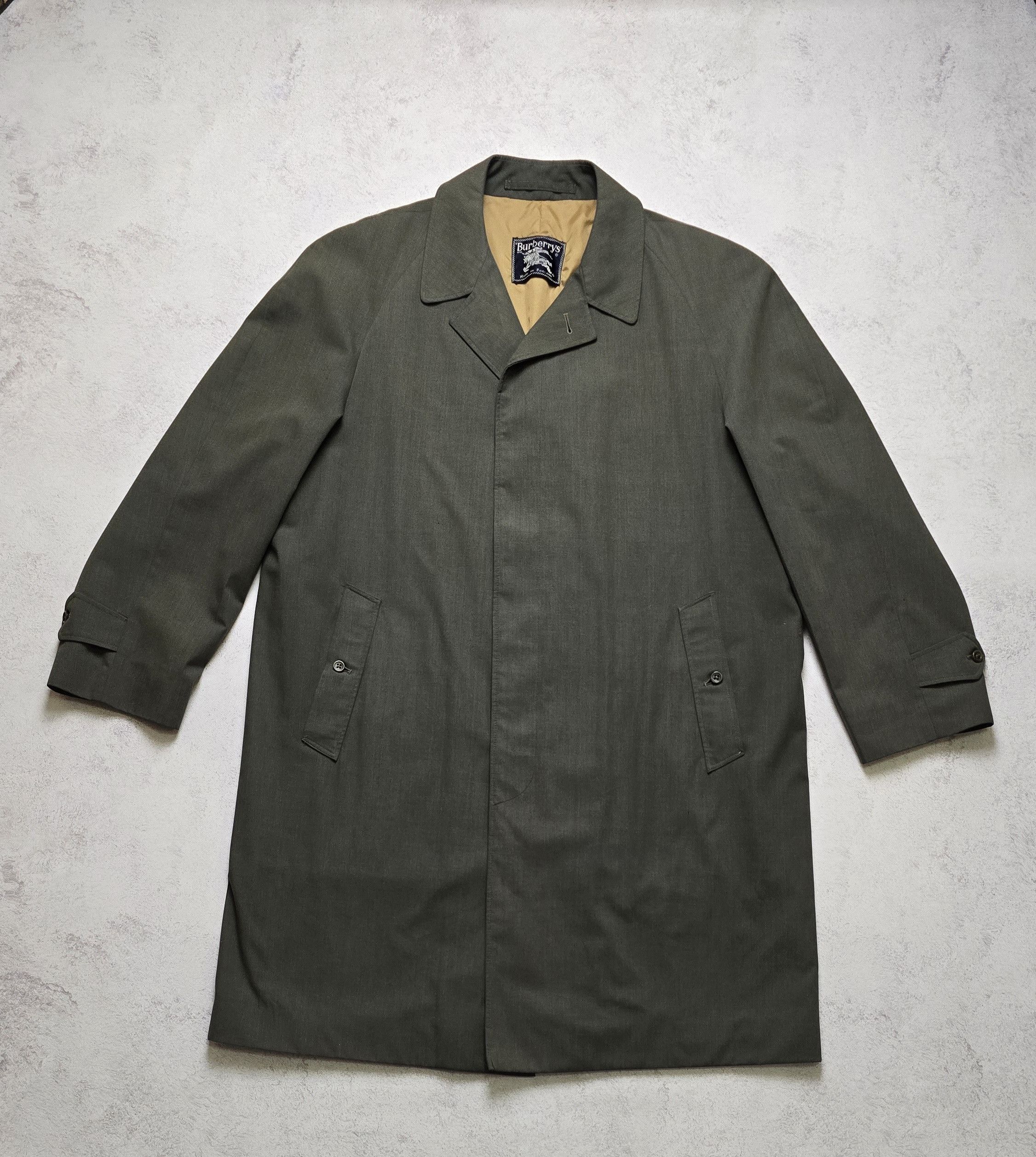 Burberry Vintage Burberrys Mac Coat Men’s 42R L Olive Green Balmacaan Size US L / EU 52-54 / 3 - 1 Thumbnail