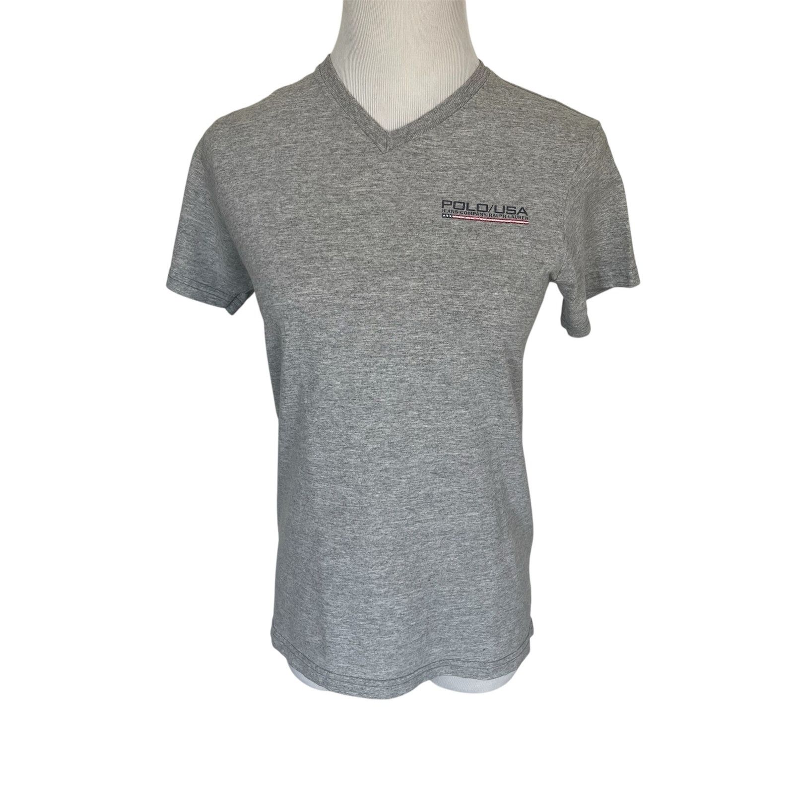 Polo Ralph Lauren Polo Jeans Ralph Lauren Short Sleeve Gray V-Neck Tee Shirt Size S / US 4 / IT 40 - 1 Thumbnail