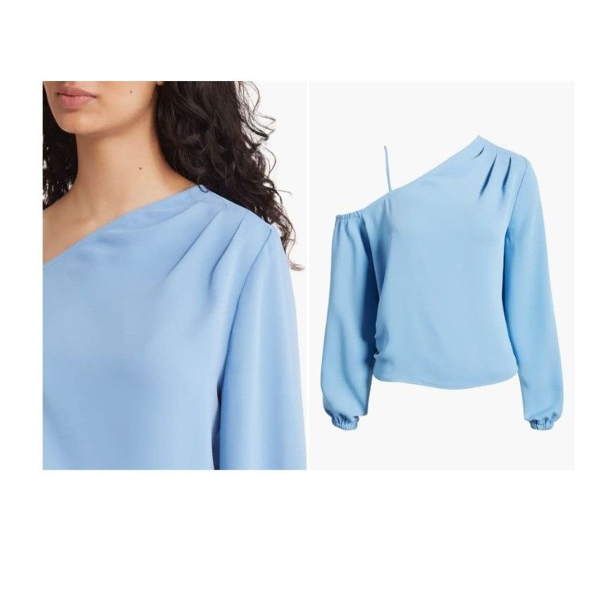 Other Open Edit Pleated Asymmetric Top, Blue Lake, M Size M / US 6-8 / IT 42-44 - 1 Thumbnail