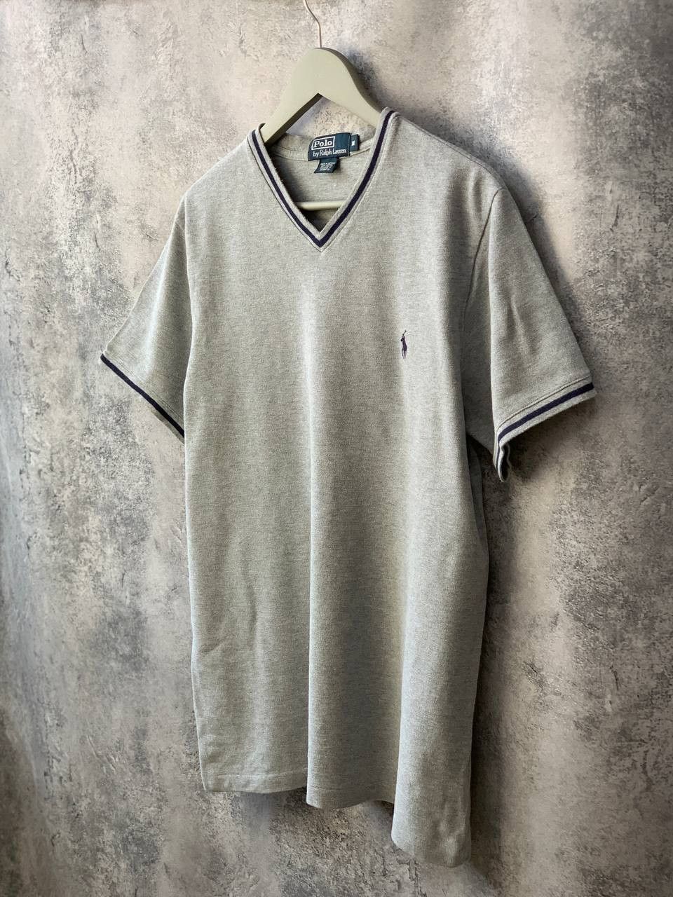 Polo Ralph Lauren × Vintage Polo Ralph Lauren Vintage 90s V-Neck T-Shirt Gray Pique Size US L / EU 52-54 / 3 - 2 Thumbnail