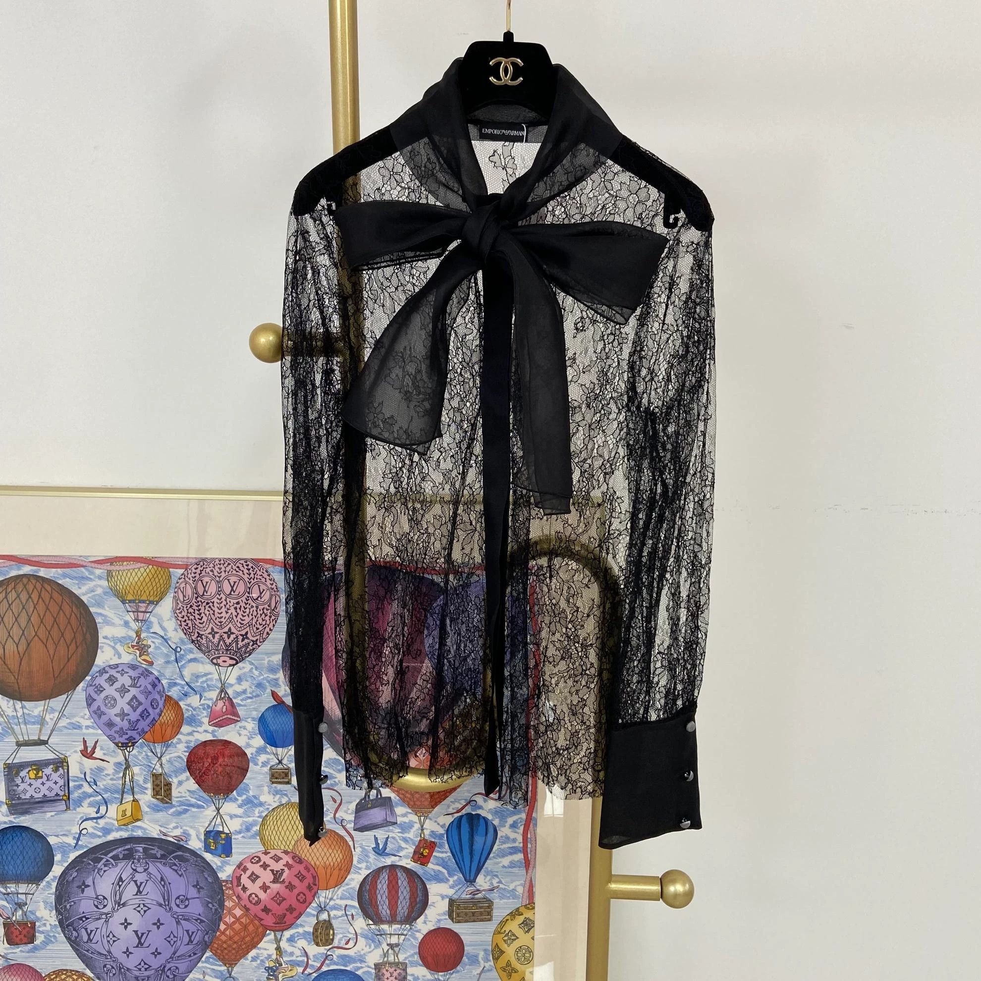 Armani Emporio Armani Black Lace Top 7648 Size ONE SIZE - 1 Thumbnail