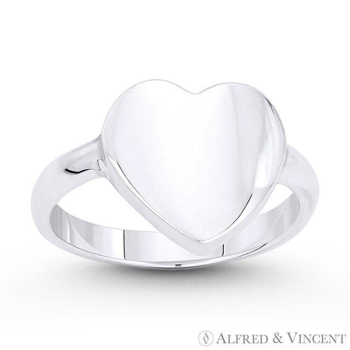Other Flat Heart Charm Love Promise Ring in .925 Sterling Silver Size ONE SIZE - 1 Preview