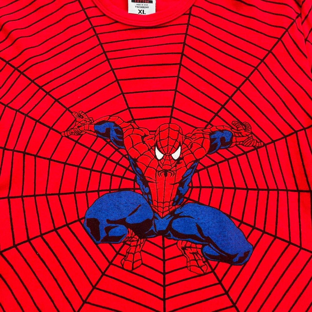Marvel Comics Spiderman 90s AOP Vtg Marvel Comics Tultex L/S USA T-Shirt Size US XL / EU 56 / 4 - 2 Thumbnail