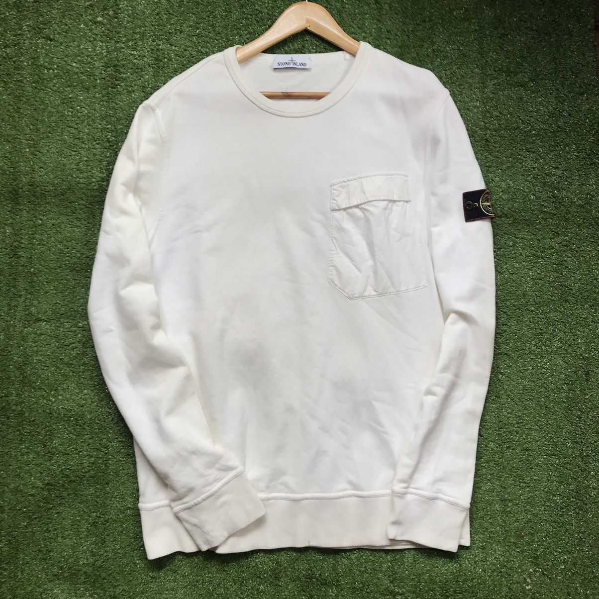 image of Stone Island Pocket Sweater in White, Men's (Size XL)