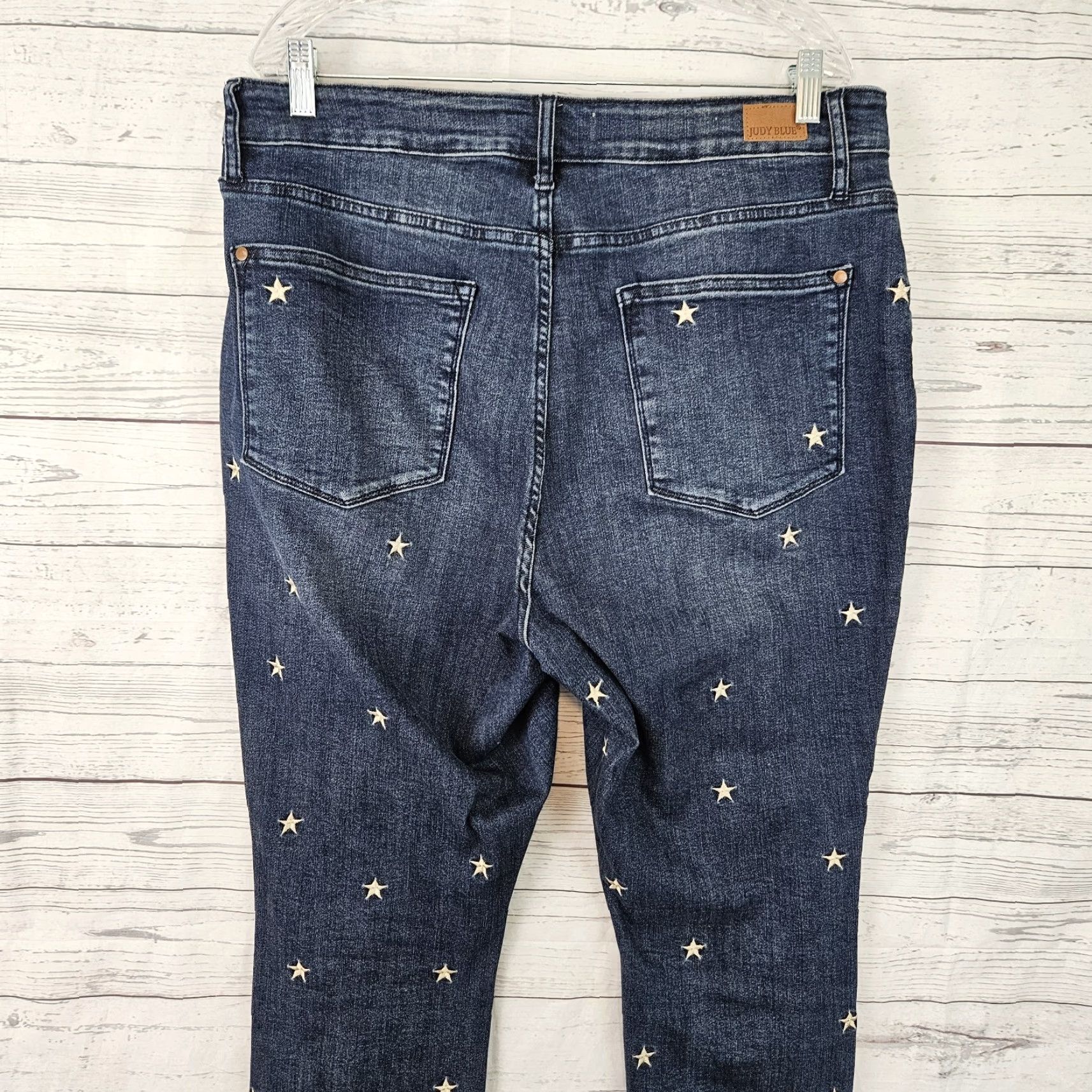 Vintage Judy Blue Womens Skinny Jeans Sz 16W Blue Embroidered Stars High Rise Jeans Size 38" / US 16 / IT 52 - 4 Thumbnail