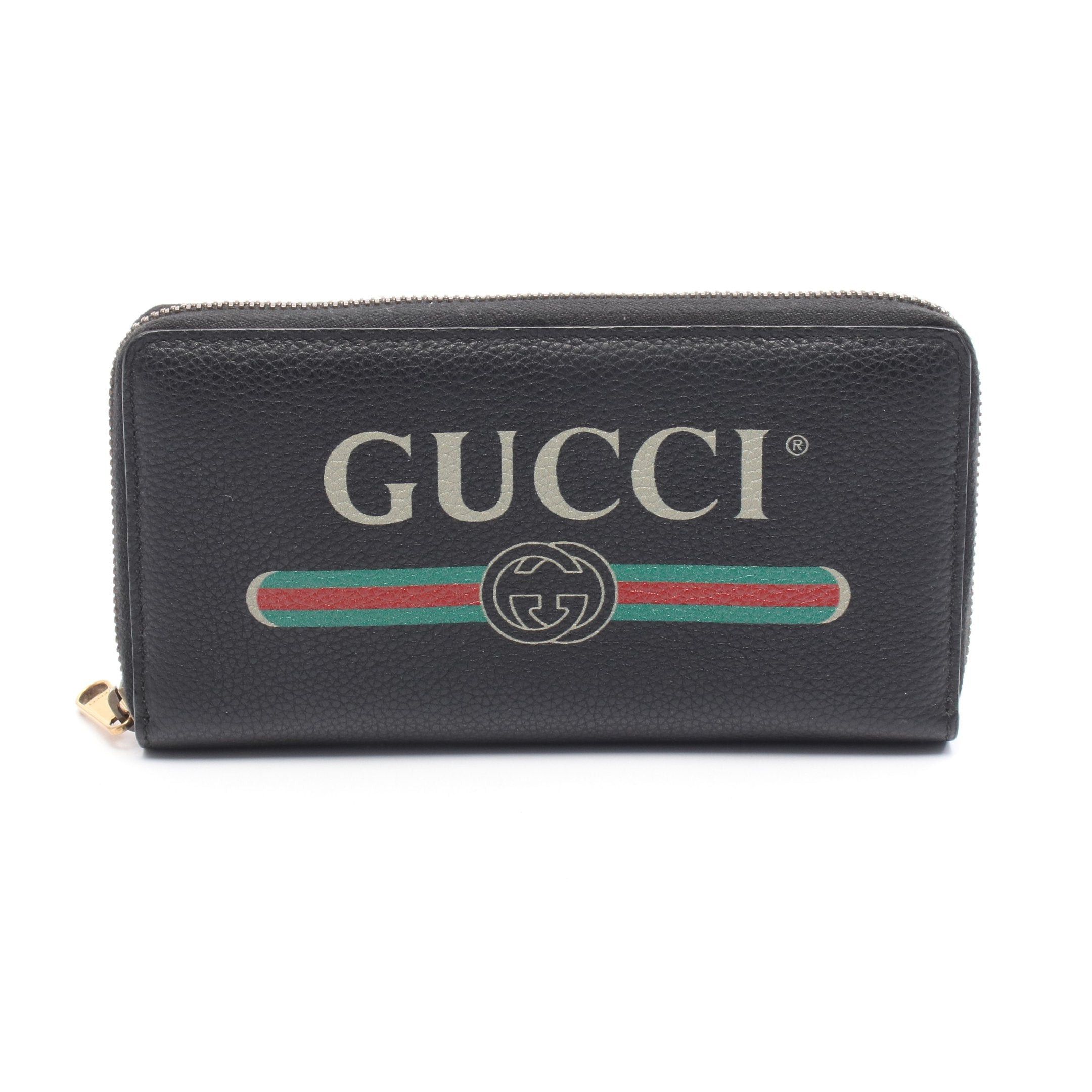Gucci Gucci Gucci Print Zip Around Wallet Round Zipper Long Leather Black Size ONE SIZE - 1 Thumbnail