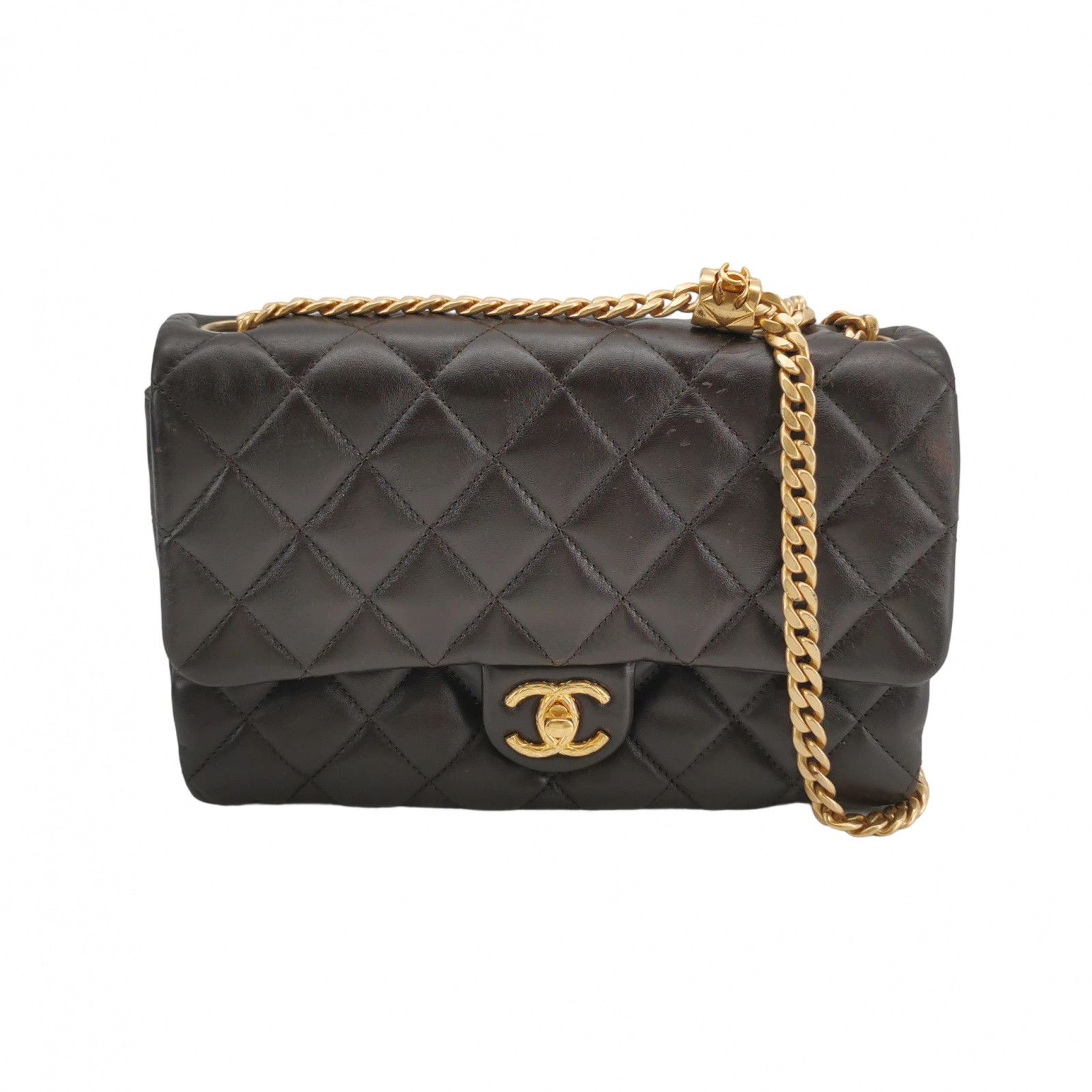 Chanel Quilted Flap Bag Brown Lambskin, Women's