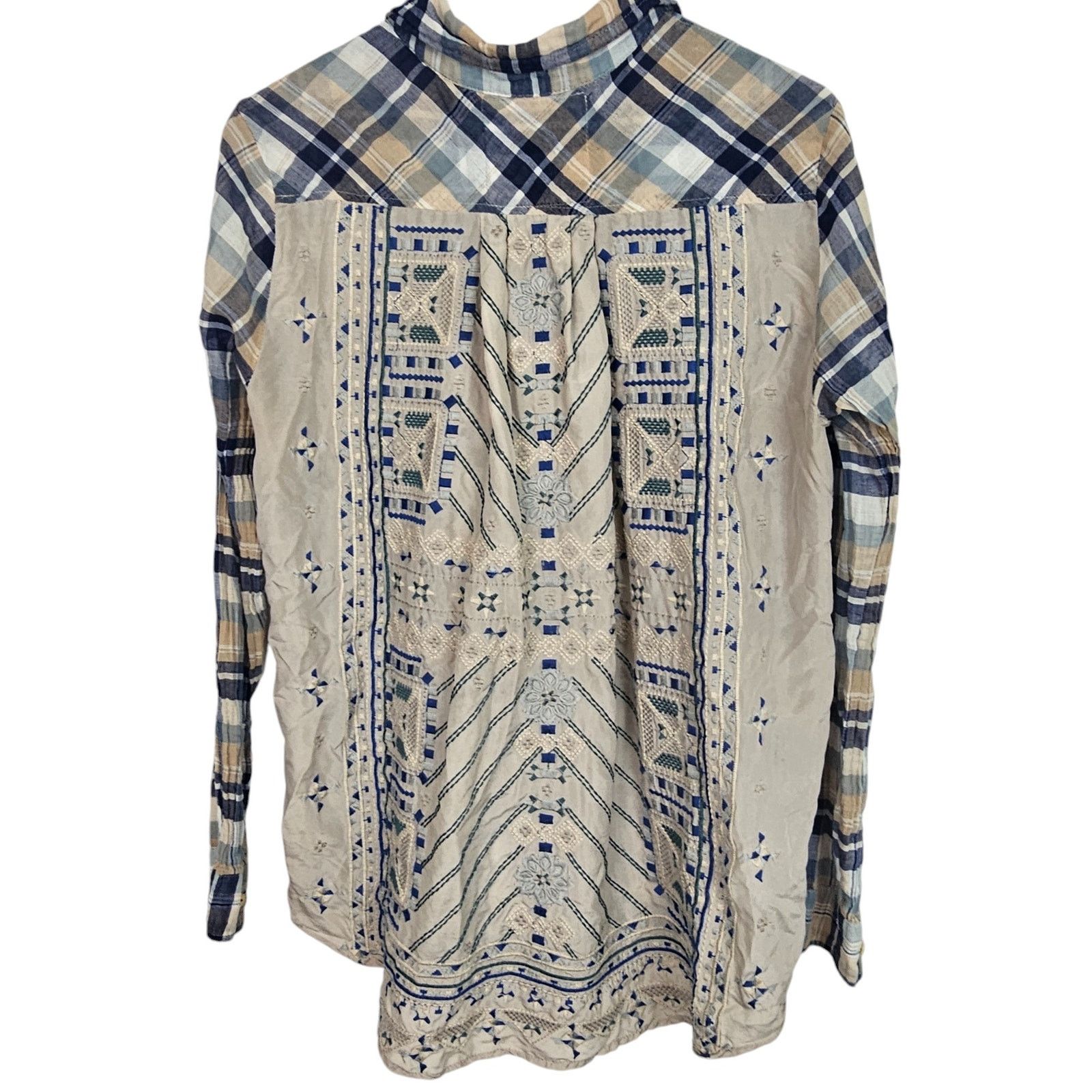 Johnny Was Johnny Was 3J Workshop Embroidered Mixed Media Boho Shirt Size XS / US 0-2 / IT 36-38 - 1 Thumbnail