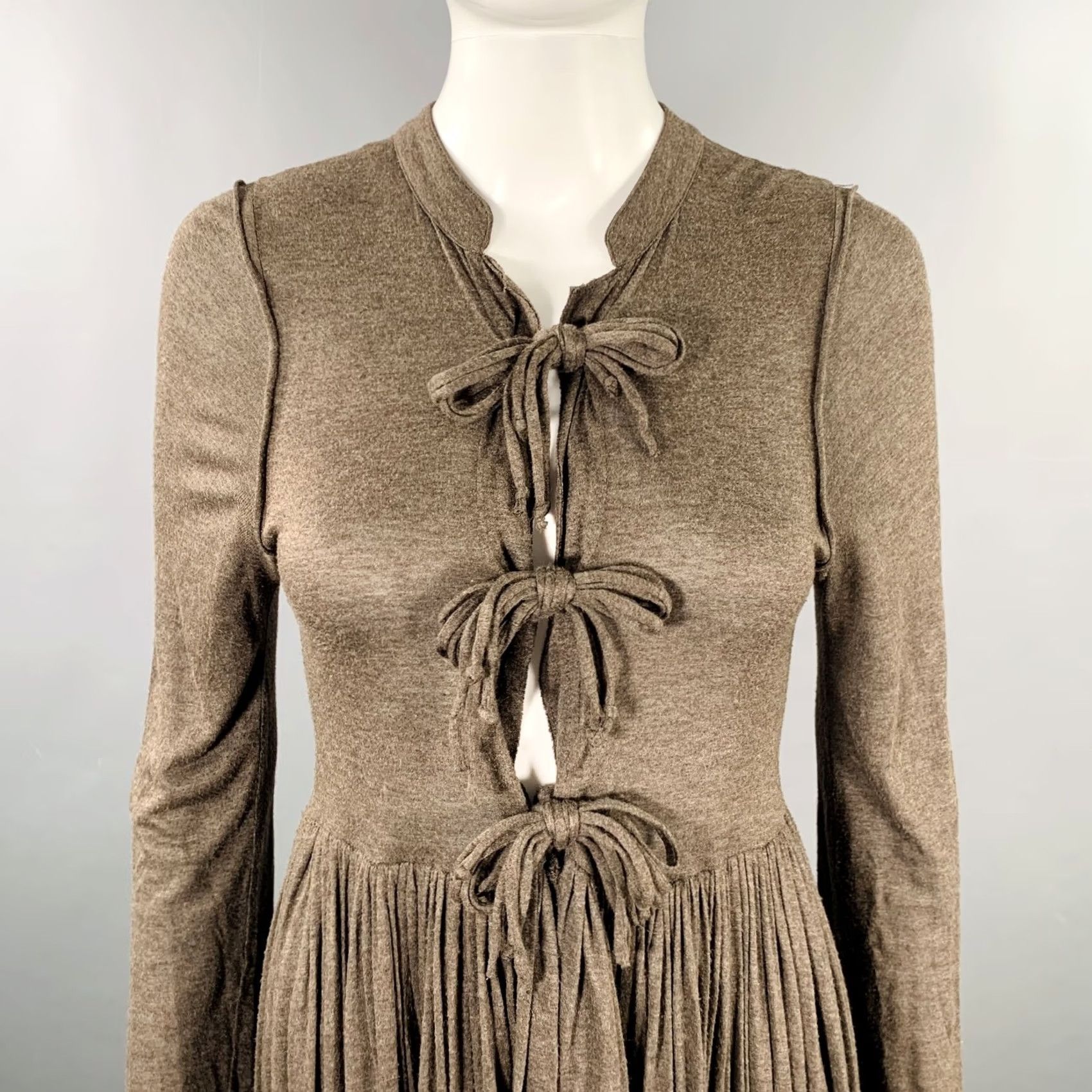 Stella McCartney STELLA McCARTNEY Size M Brown Viscose Pleated Dress Size M / US 6-8 / IT 42-44 - 2 Thumbnail