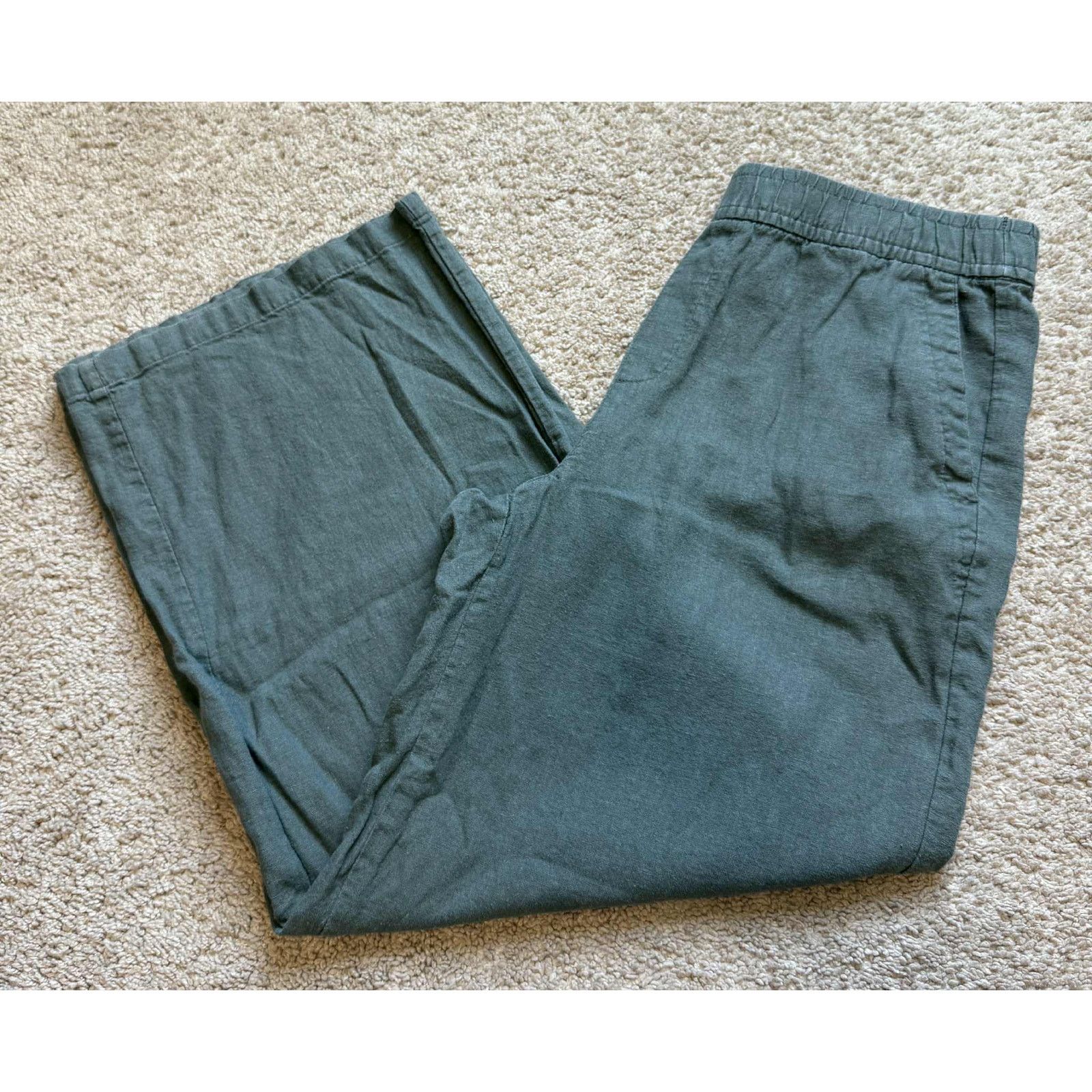 Old Navy Old Navy High Rise Wide Leg Pants Dark Olive Women's Size M Size 28" / US 6 / IT 42 - 4 Thumbnail