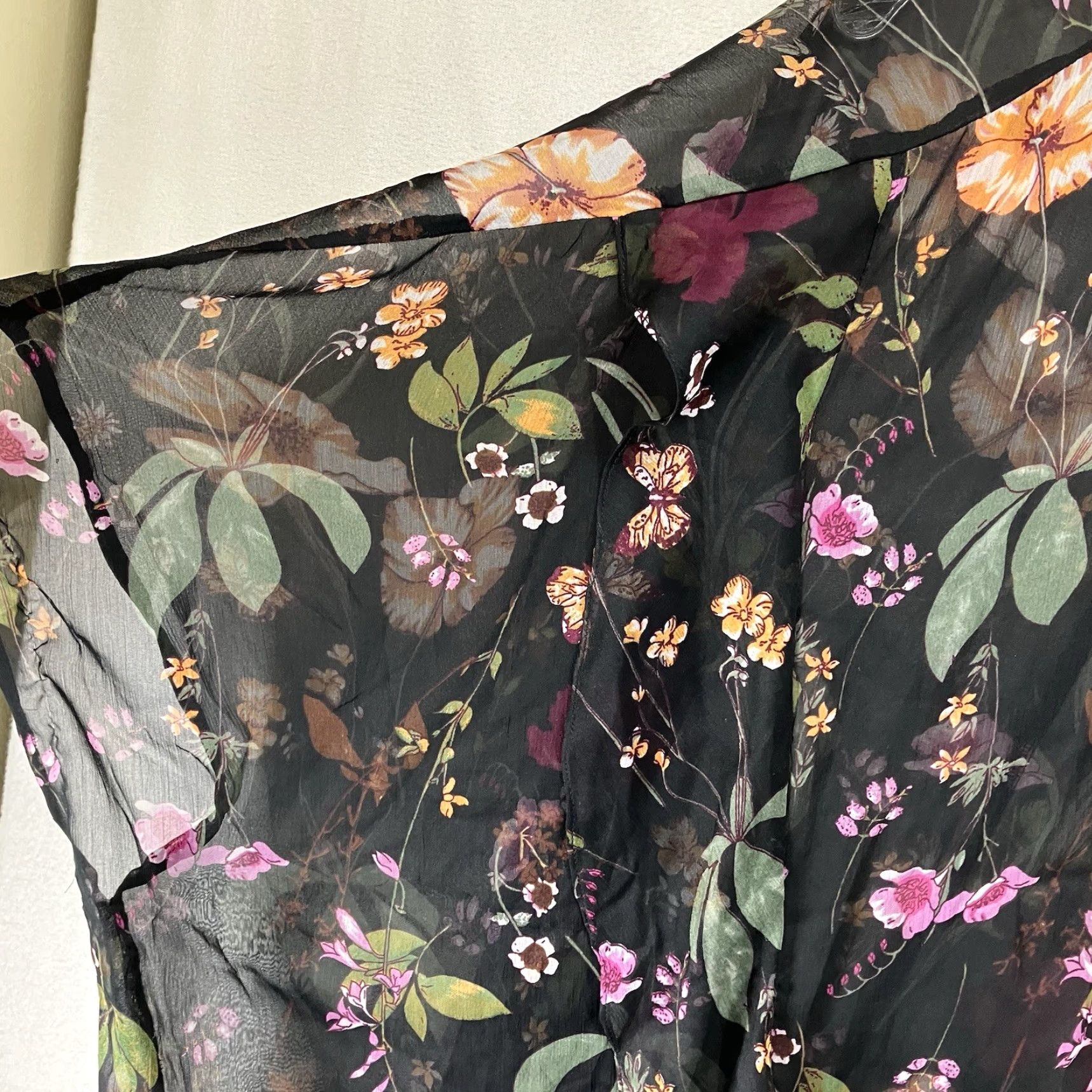 Steve Madden Steve Madden Kimono Women's OS Black Whimsigothic Floral Sheer Short Sleeves Open Front Flowy Bohemian Gothic Witchy Size 42" / US 20 - 6 Thumbnail