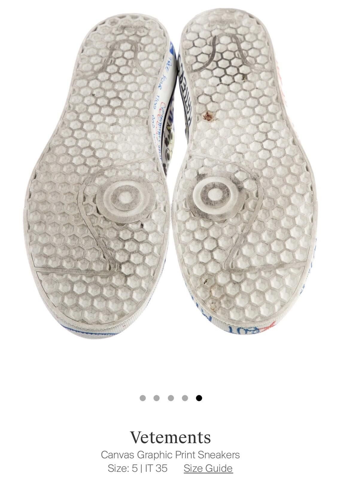 Vetements Vetements White Graffiti Low Top Sneakers Sz 35 W/ Box Size US 5 / IT 35 - 9 Thumbnail