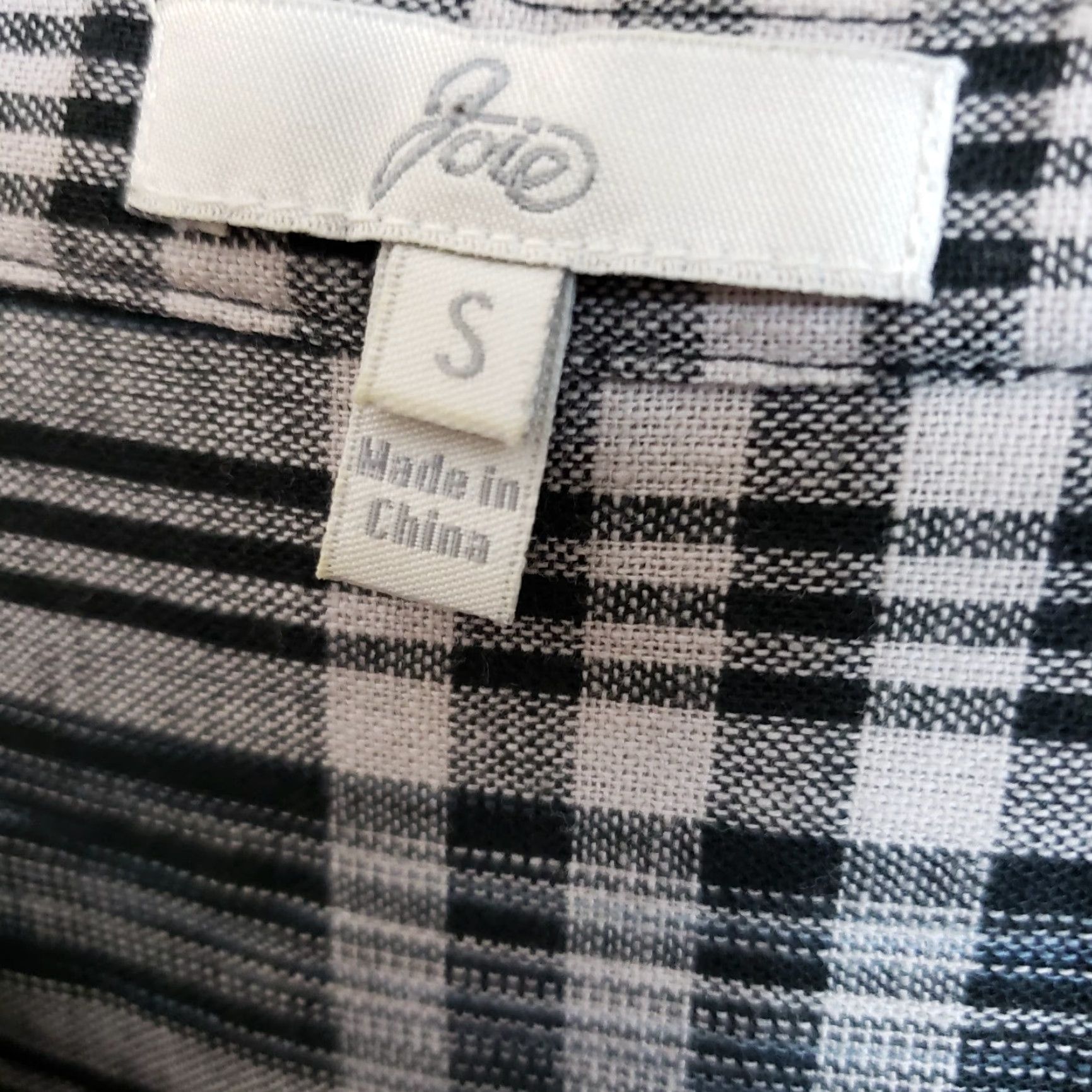 Joie VINTAGE Joie Womens Button Front Dress Sz Small Black Gray Plaid Ruffle Front Cotton Size S / US 4 / IT 40 - 6 Thumbnail