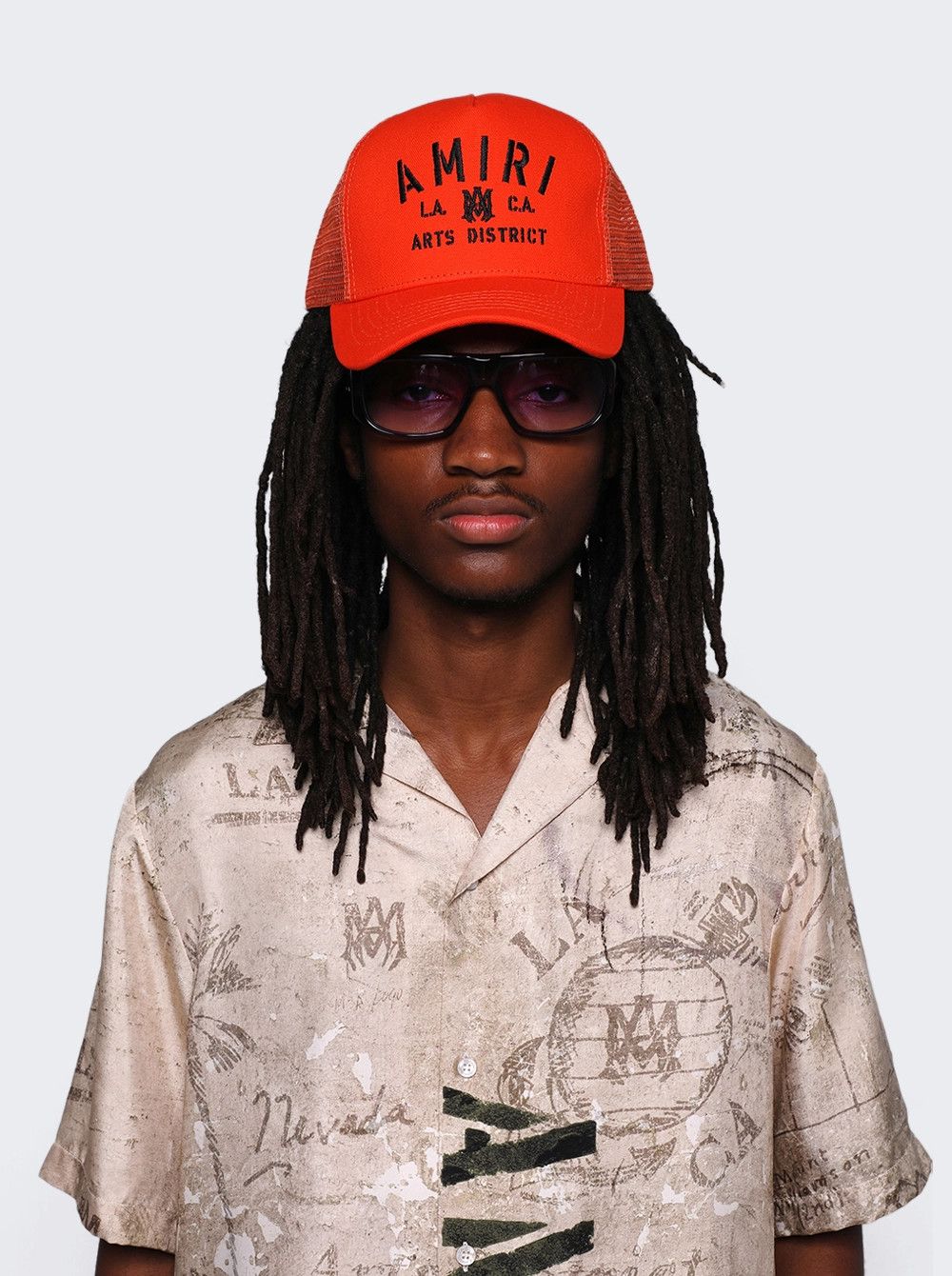 Amiri o1mle0925 Size:OS Amiri Stencil Trucker Hat/Cap Orange/Black Size ONE SIZE - 4 Thumbnail