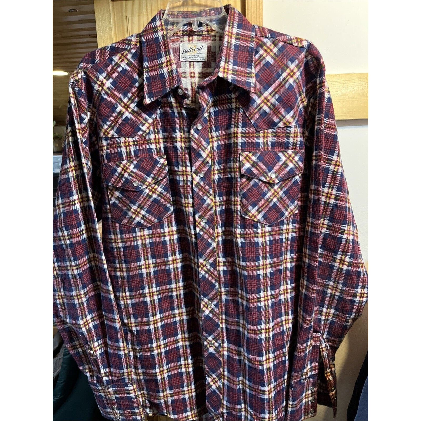 Other Bellcraft Vintage Men’s L Red Plaid LS Pearl Snap Western Size US L / EU 52-54 / 3 - 3 Thumbnail