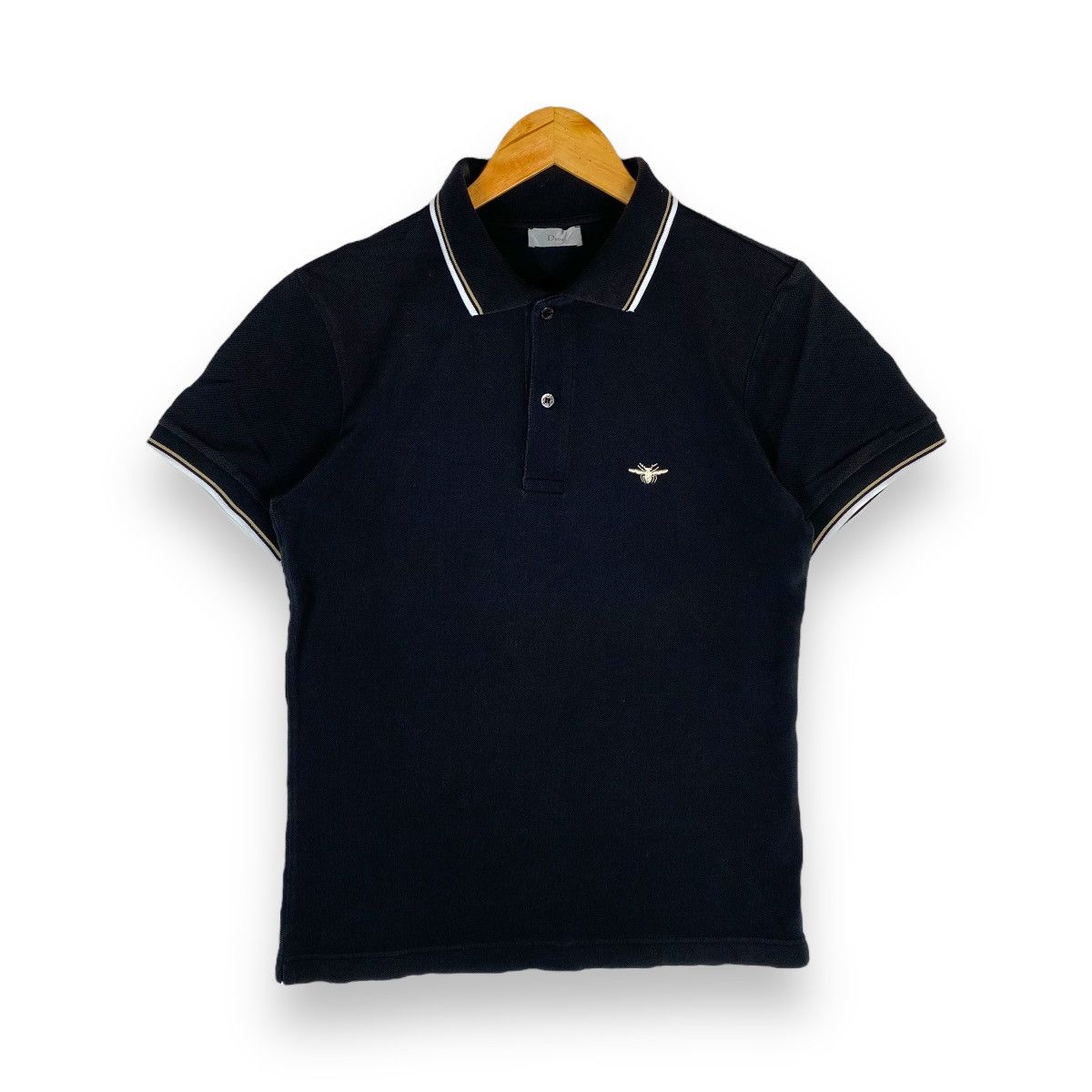 image of Dior Embroidery Bee Polo Tee in Black, Men's (Size Small)