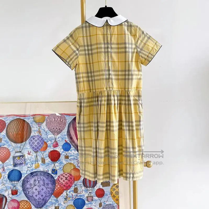 Burberry Burberry Yellow Cotton Short Sleeve Dress. Size L / US 10 / IT 46 - 1 Thumbnail