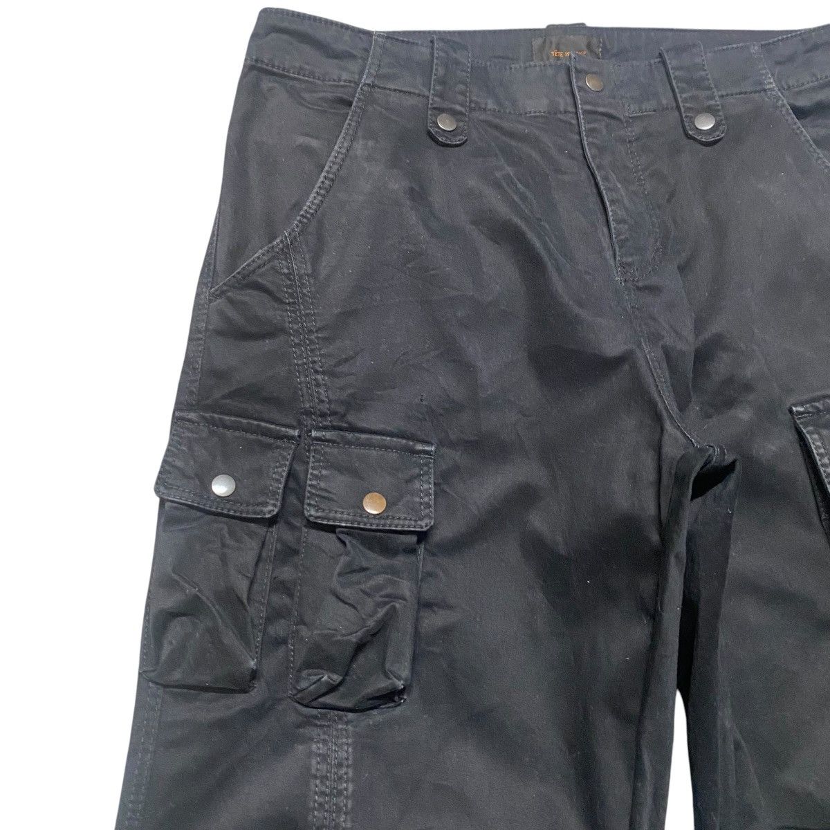 Tete Homme TETE HOMME Black Moleskin Bondage Cargo Pants Size US 32 / EU 48 - 4 Thumbnail