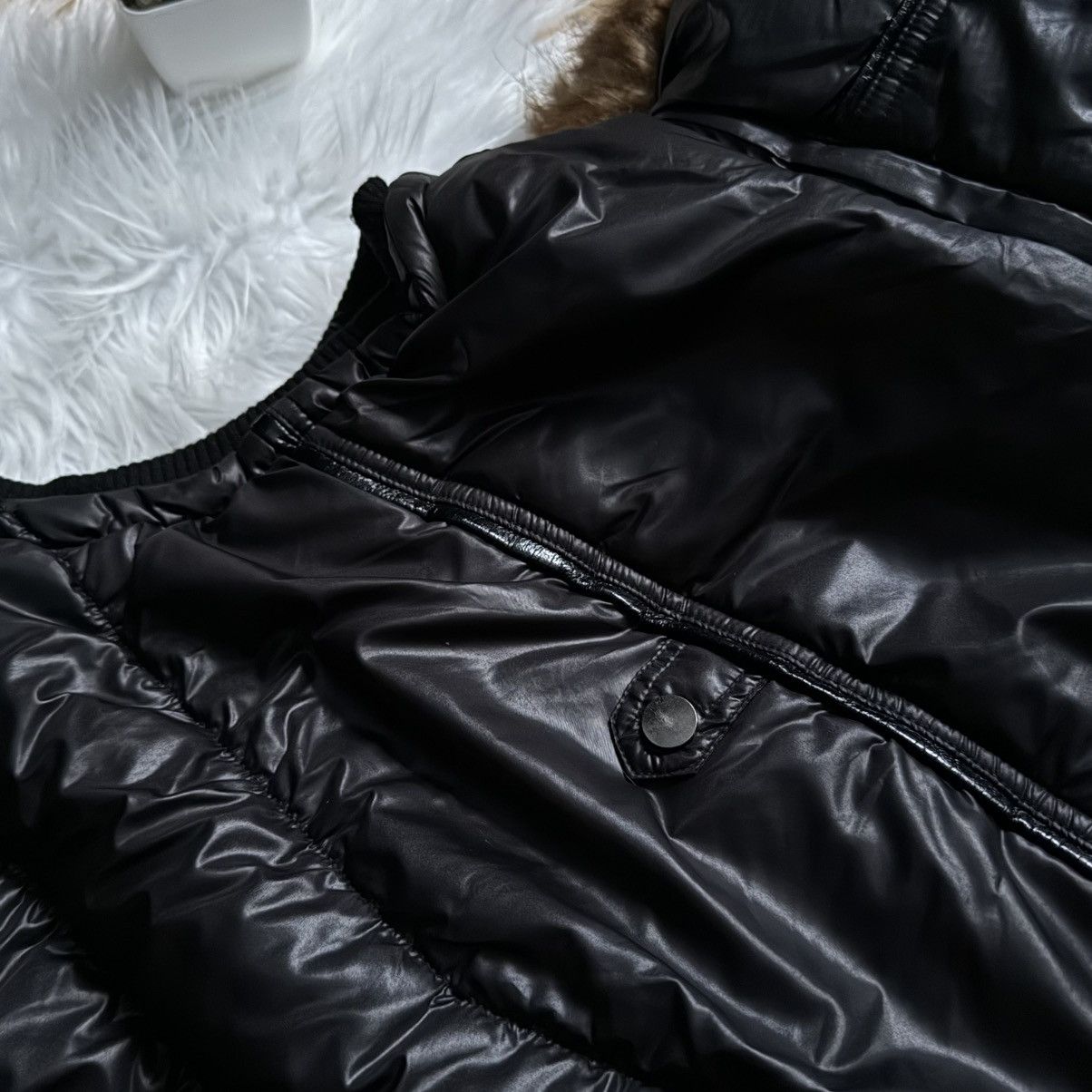 If Six Was Nine 📌 Vintage Max Blue Y2K 00s Fur Hood Black Vest Size S / US 4 / IT 40 - 13 Thumbnail