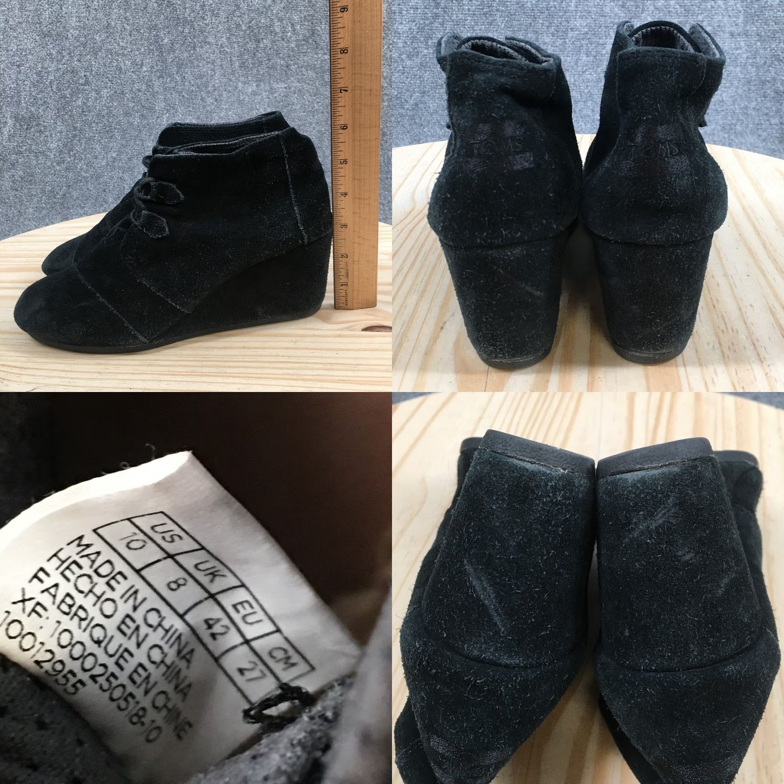 Toms TOMS Boots Womens 10 Kala Bootie Black Lace Up Ankle Top Wedge Heels Boot Dusty Black Lace Up Ankle Bootie Womens 10 TOMS Boots Size L / US 10 / IT 46 - 8 Thumbnail