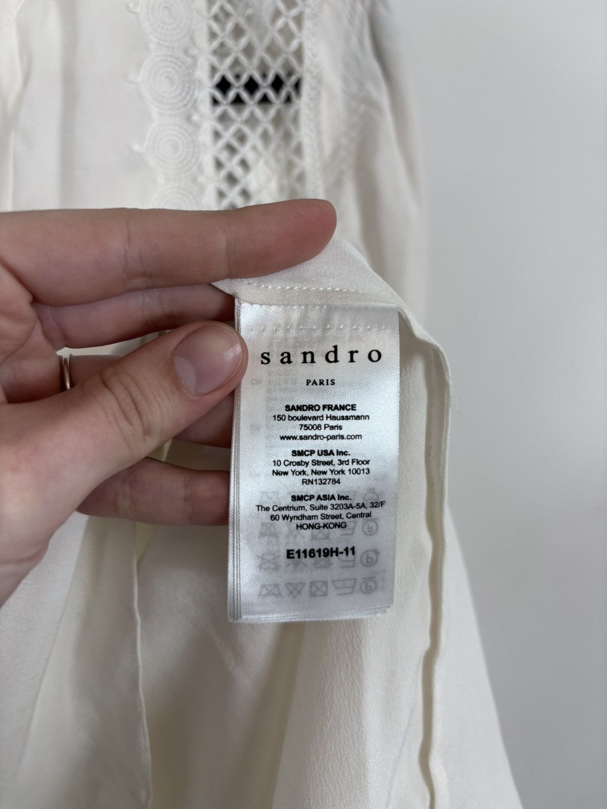 Sandro Sandro H18 Tommy NWT Women’s White Silk Long Sleeve Blouse Size S / US 4 / IT 40 - 16 Thumbnail