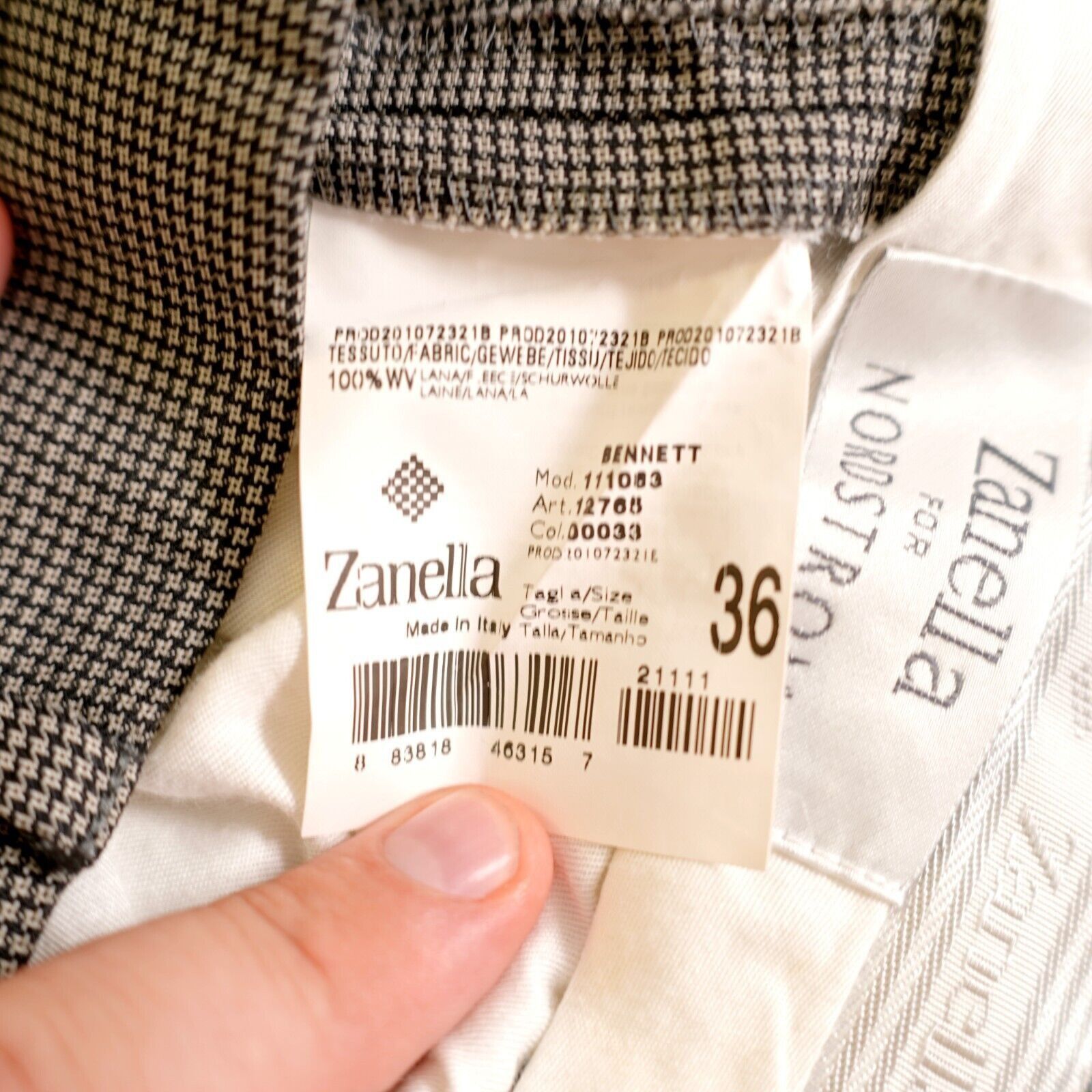 Zanella DAMAGED Zanella Nordstrom Bennett Wool Star Check Gray Dress Size 36R - 8 Thumbnail