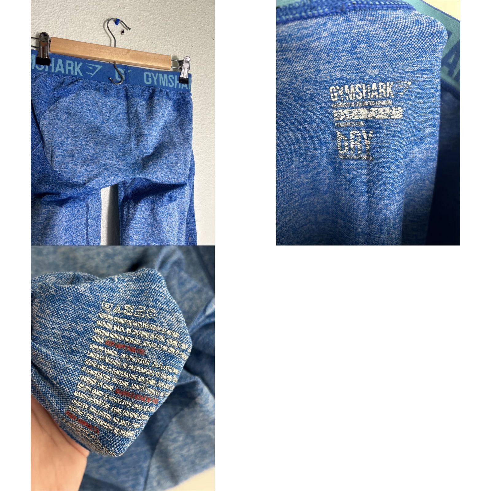 Gymshark Gymshark Dry Leggings Women S Blue Heathered Compression Activewear Yoga Size 28" / US 6 / IT 42 - 8 Thumbnail