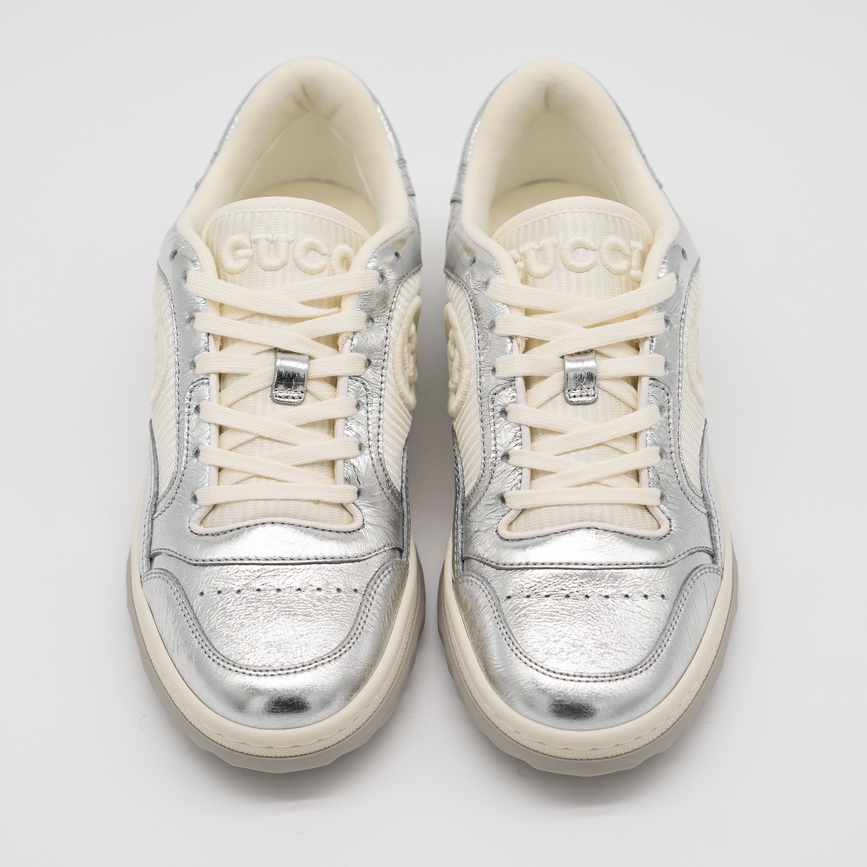 Gucci Gucci MAC80 Sneakers Metallic Silver Grey White GG Size US 6.5 / IT 36.5 - 3 Thumbnail