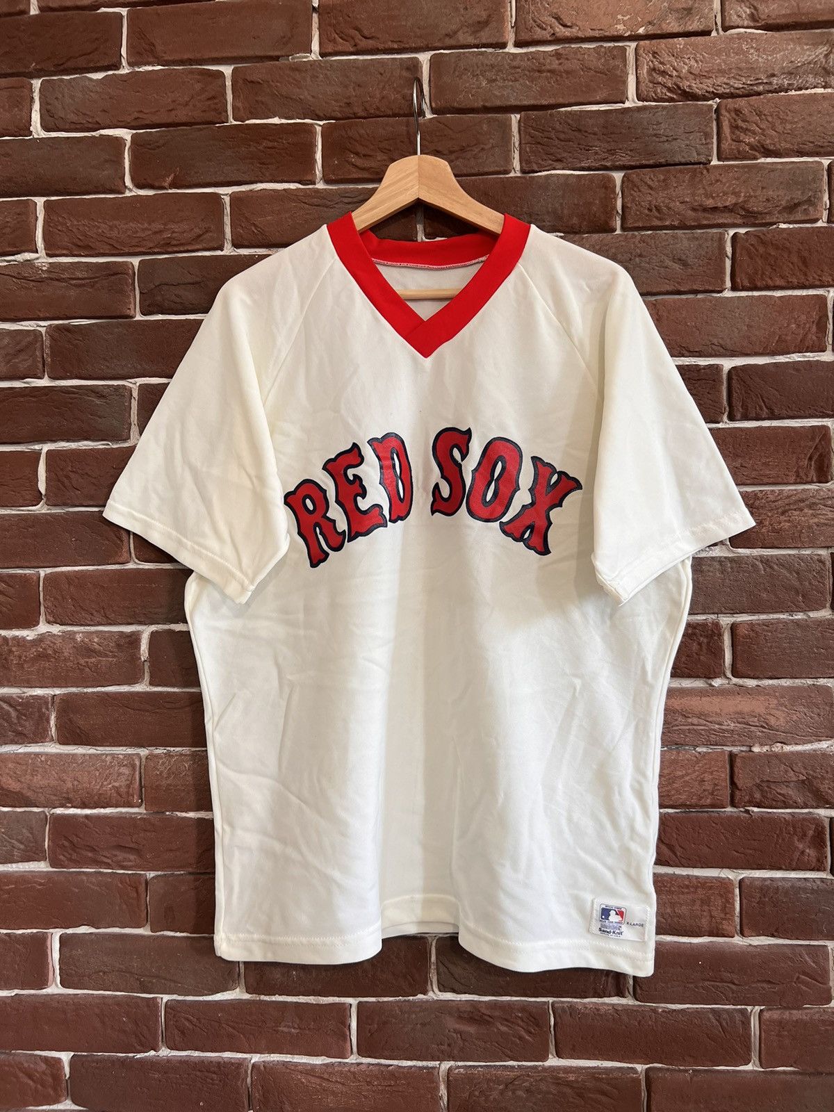 Majestic Rare 80s Vintage Boston Red Sox MLB XL Sand Knit Jersey Size US XL / EU 56 / 4 - 1 Thumbnail