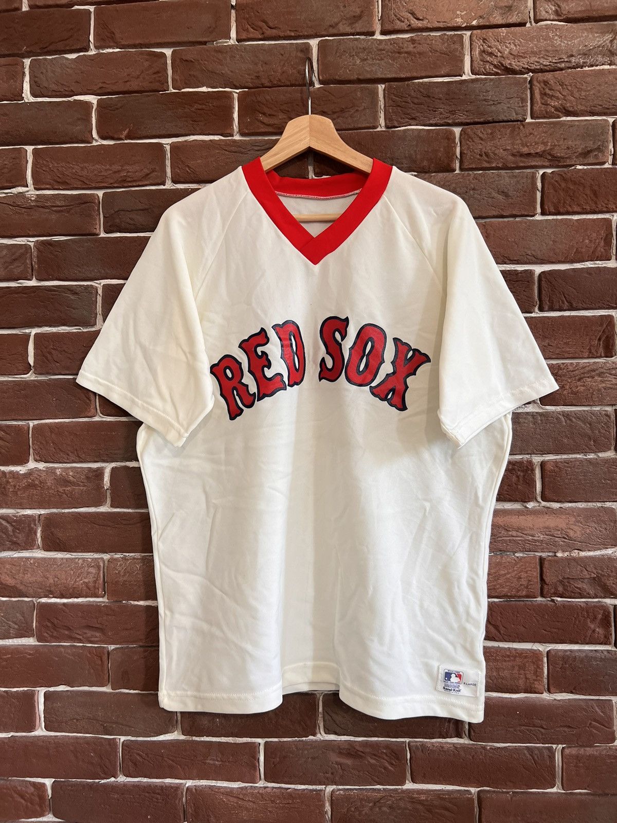 Image of Majestic x Mlb 80's Vintage Boston Red Sox Mlb XL Sand Knit Jersey, Men's