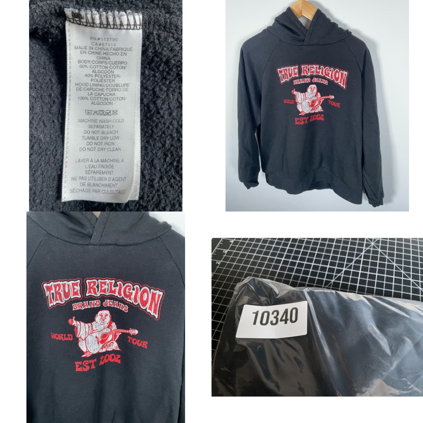True Religion TRUE RELIGION Hoodie Men 2XL Black Retro Buddha Graphic Sweatshirt Y2K Sweatshirt Size US XXL / EU 58 / 5 - 8 Thumbnail