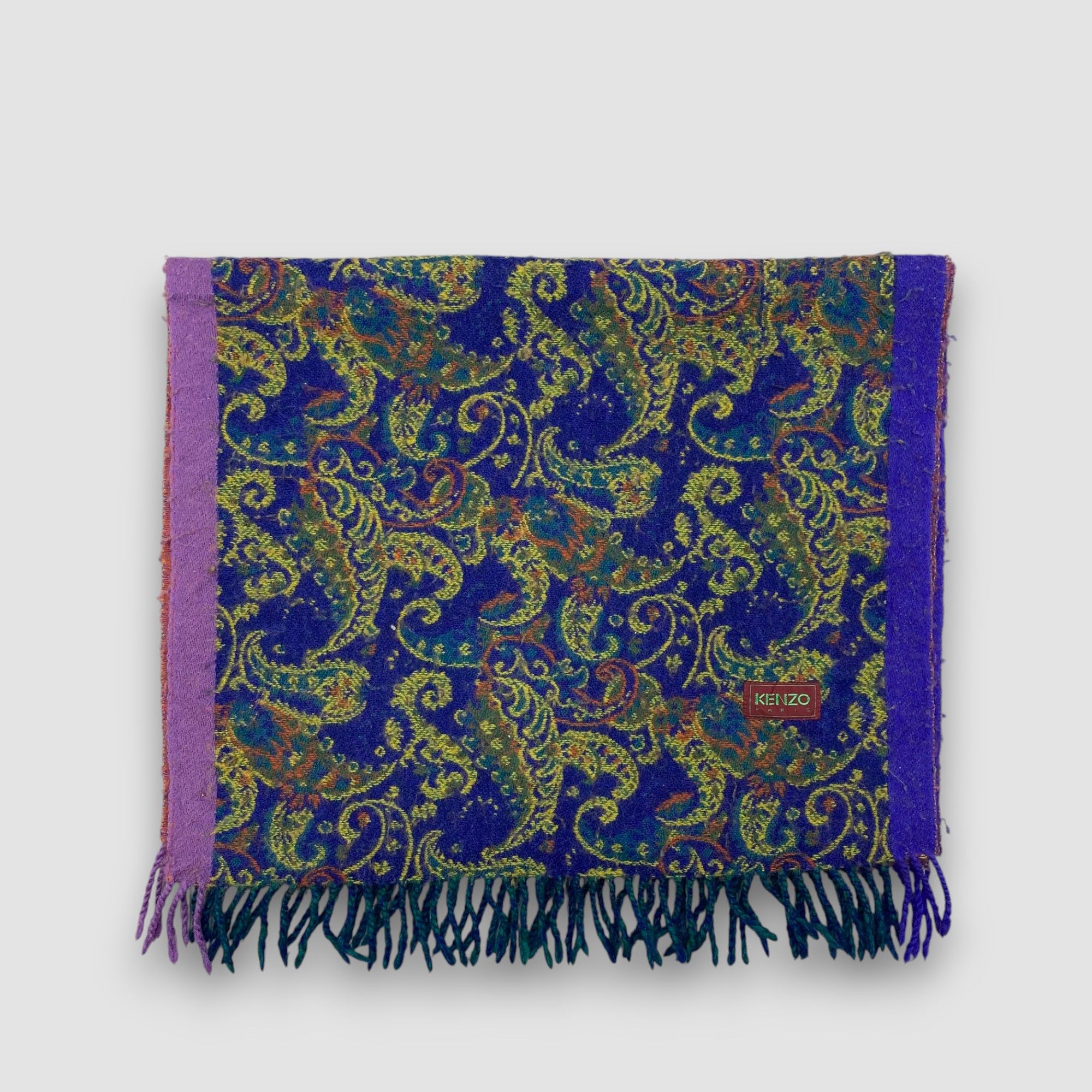 Kenzo Vintage Kenzo Scarf Muffler Wool Paisley Fringe Scarves Size ONE SIZE - 2 Thumbnail