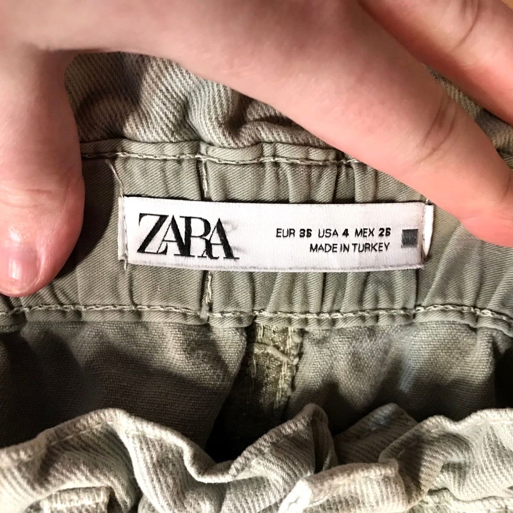 Zara Zara Pants Olive Green Lightweight Paperbag Waist Casual Comfort Size 4 Women Size 27" / US 4 / IT 40 - 7 Thumbnail