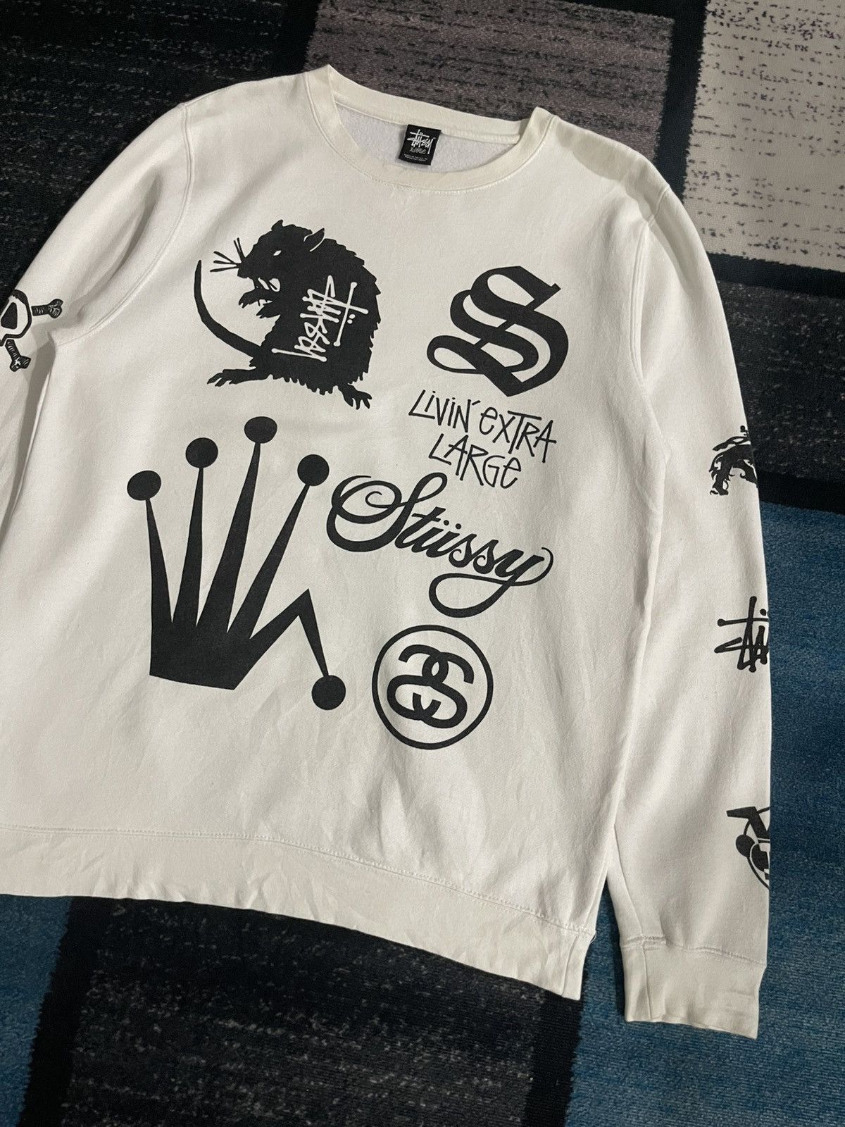 Stussy Vintage Stussy Crown Collage Fullprint Sweatshirt Size US XL / EU 56 / 4 - 4 Thumbnail