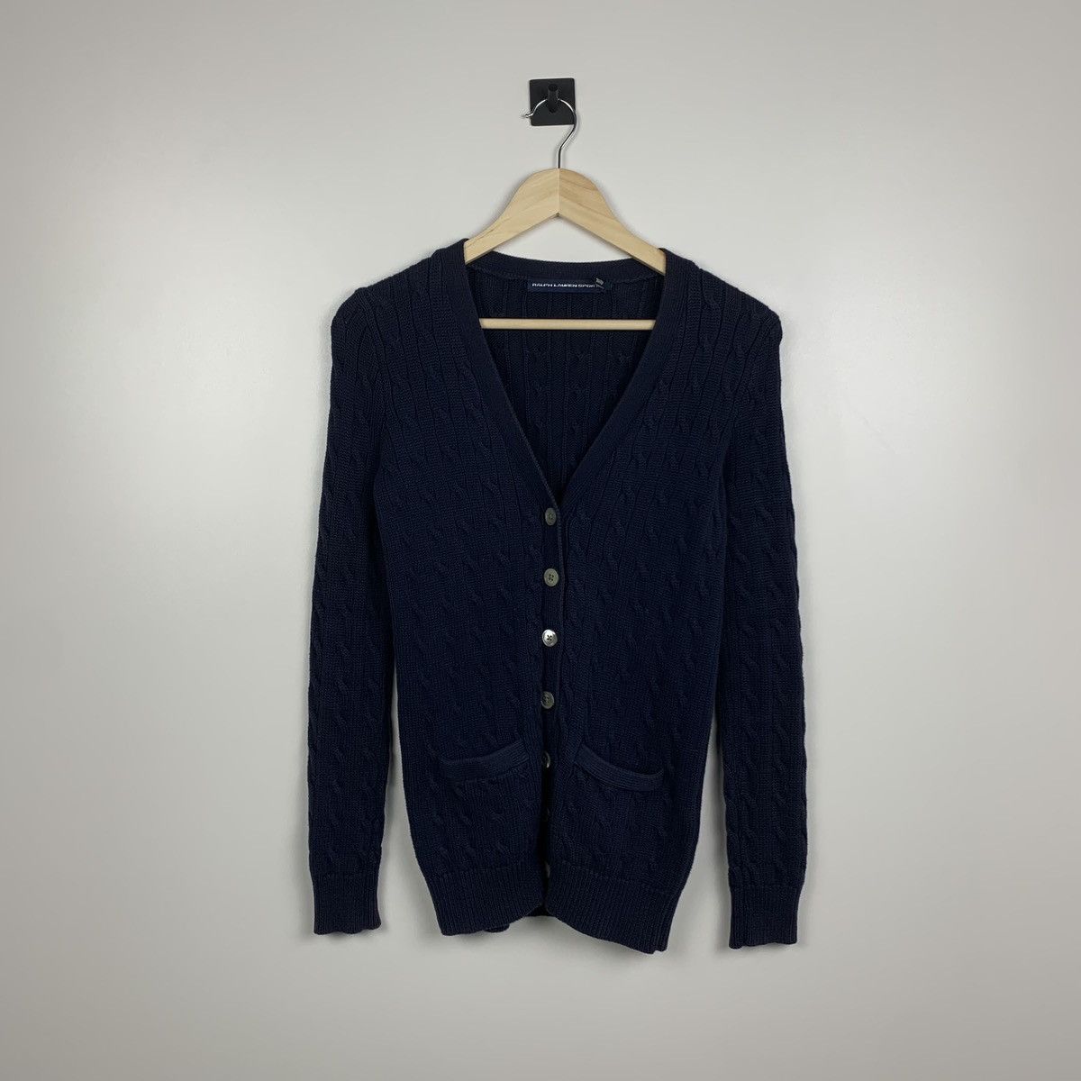 Ralph Lauren Sport Vintage Ralph Lauren Sport Cable Knit Cardigan Navy Blue XS Size XS / US 0-2 / IT 36-38 - 1 Thumbnail