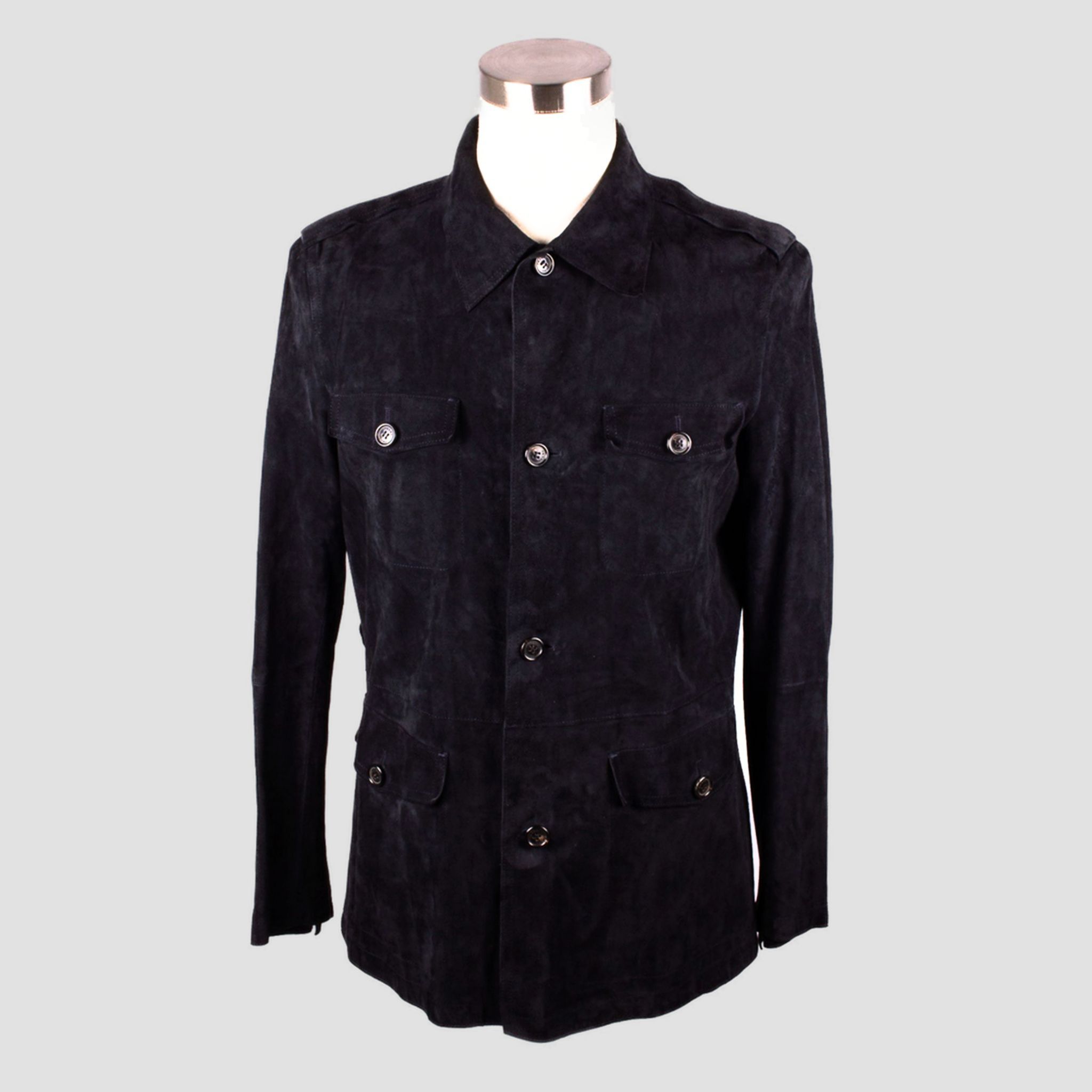 Prada PRADA S/S 2003 Dark Navy Suede Leather Field Jacket Size US M / EU 48-50 / 2 - 1 Thumbnail