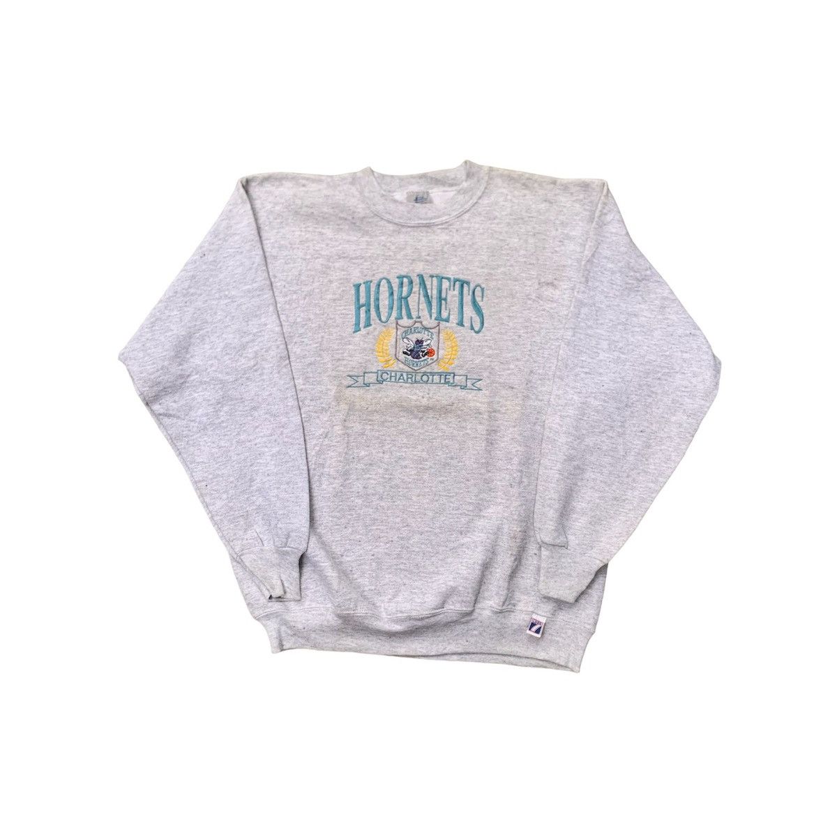 image of Logo 7 x NBA Vintage Charlotte Hornets Sweatshirt Embroidery in Grey, Men's (Size Large)