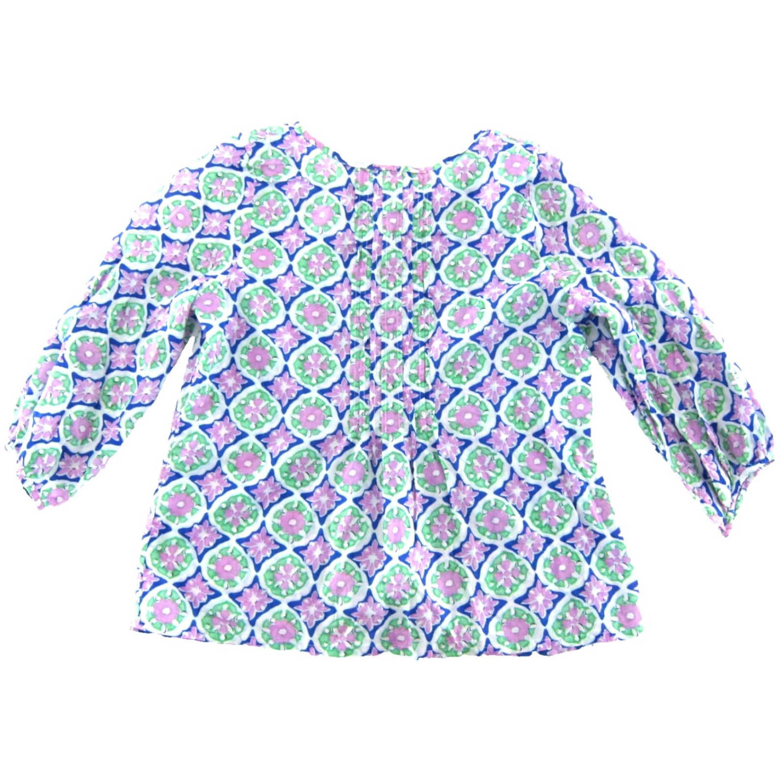 Talbots Talbots Blouse 3/4 Sleeve Floral 100% Cotton Blue White Purple Green Peasant Tunic MP Womens - Adults Size PM Colorful Spring Summer Fall Size M / US 6-8 / IT 42-44 - 2 Thumbnail