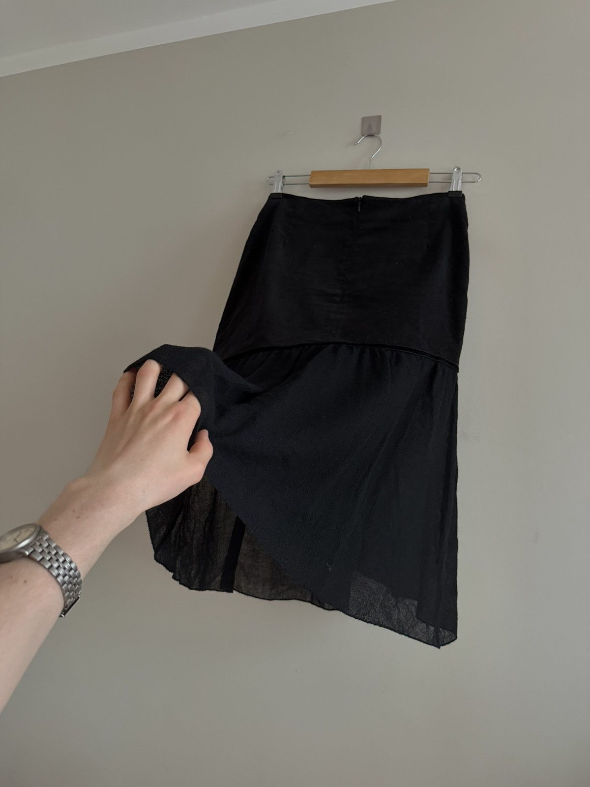 Vintage Avant Garde Velvet Panel Midi Skirt Size 30" / US 8 / IT 44 - 6 Thumbnail