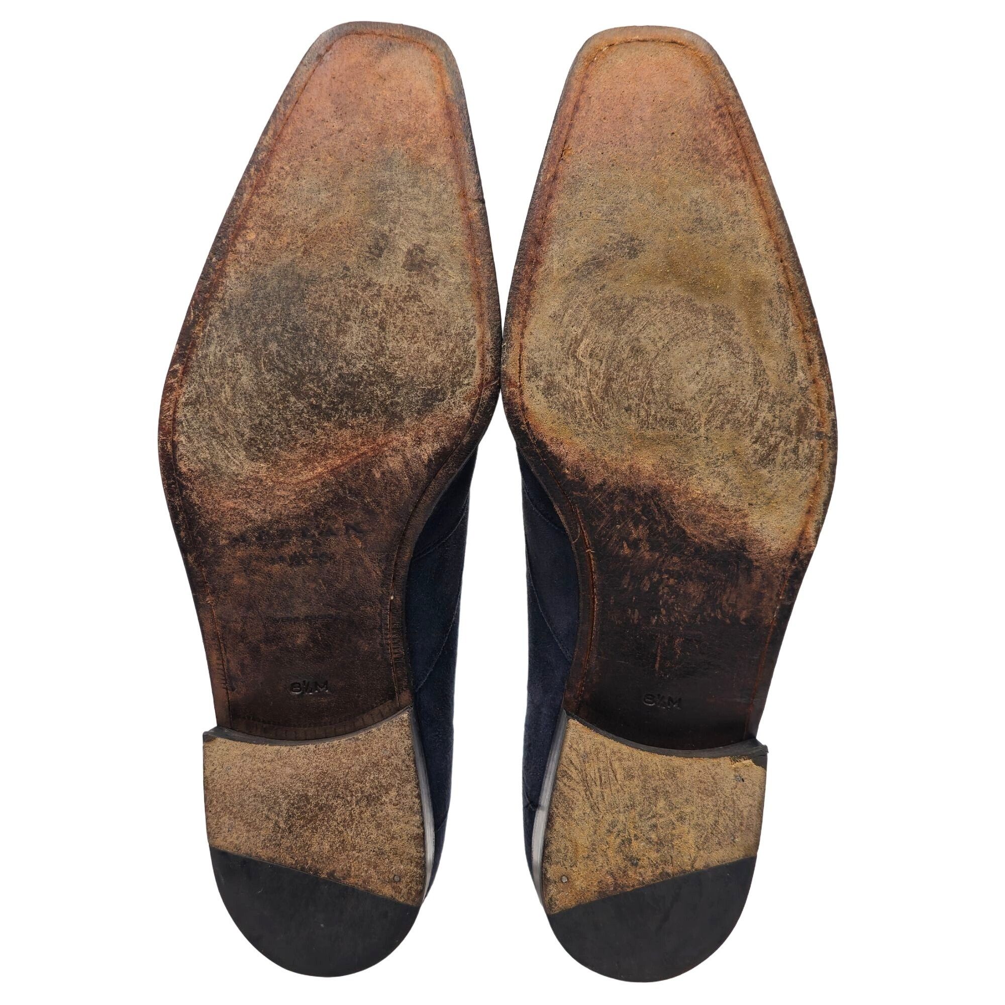 Mezlan Mezlan Hoffman Men's 8.5M Blue Suede Leather Wingtip Oxfords Size US 8.5 / EU 41-42 - 4 Thumbnail