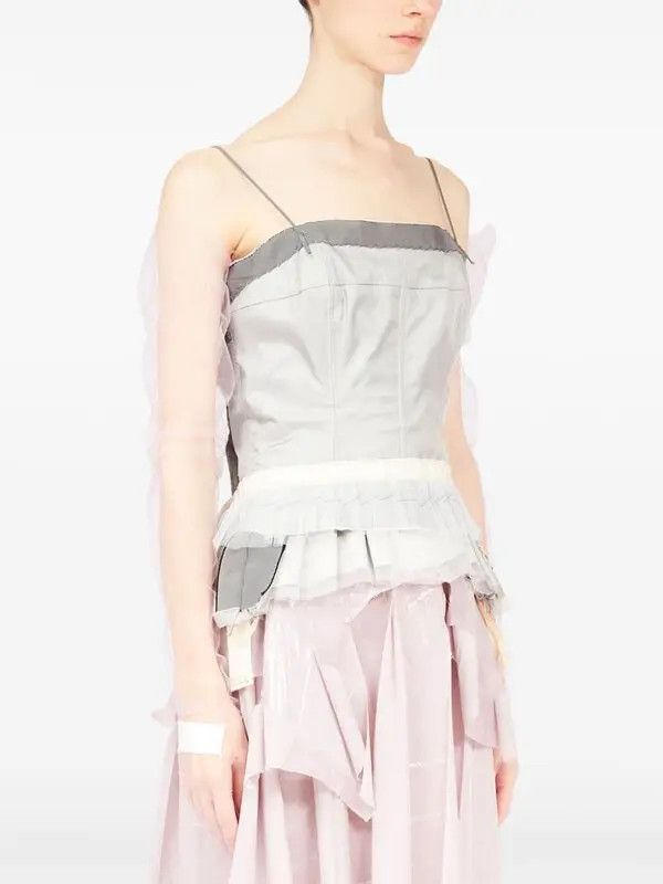 Maison Margiela o1mle0426 Decortique Satin Top in Pearl Grey Size M / US 6-8 / IT 42-44 - 3 Thumbnail