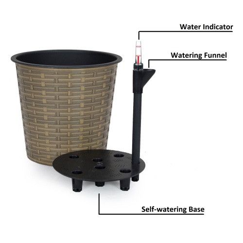 Designer × Homemade 10.2" Self-watering Wicker Decor Planter for Indoor and Outd Size US L / EU 52-54 / 3 - 8 Thumbnail