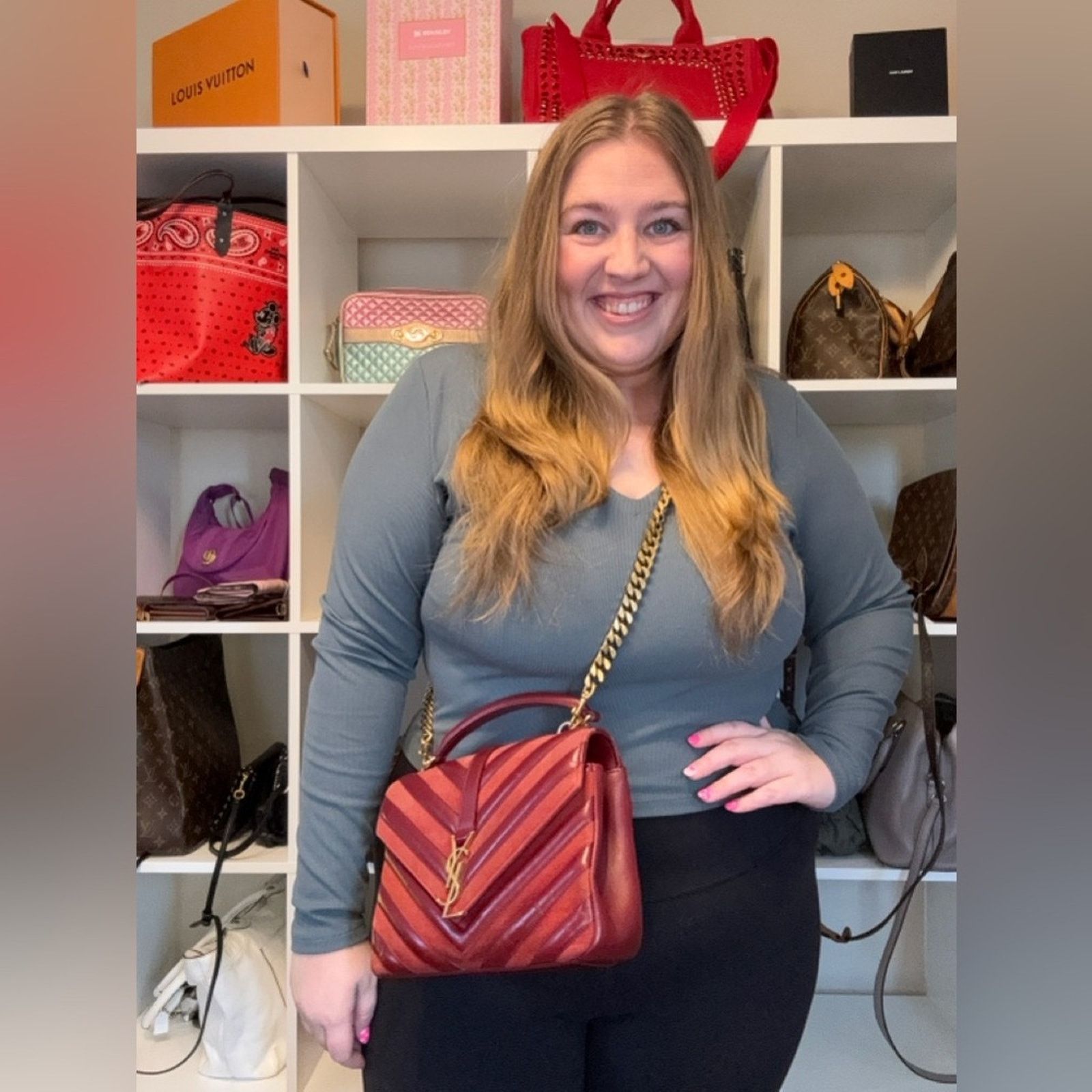 Yves Saint Laurent Saint Laurent YSL Red Suede Leather College Crossbody Bag Size ONE SIZE - 4 Thumbnail
